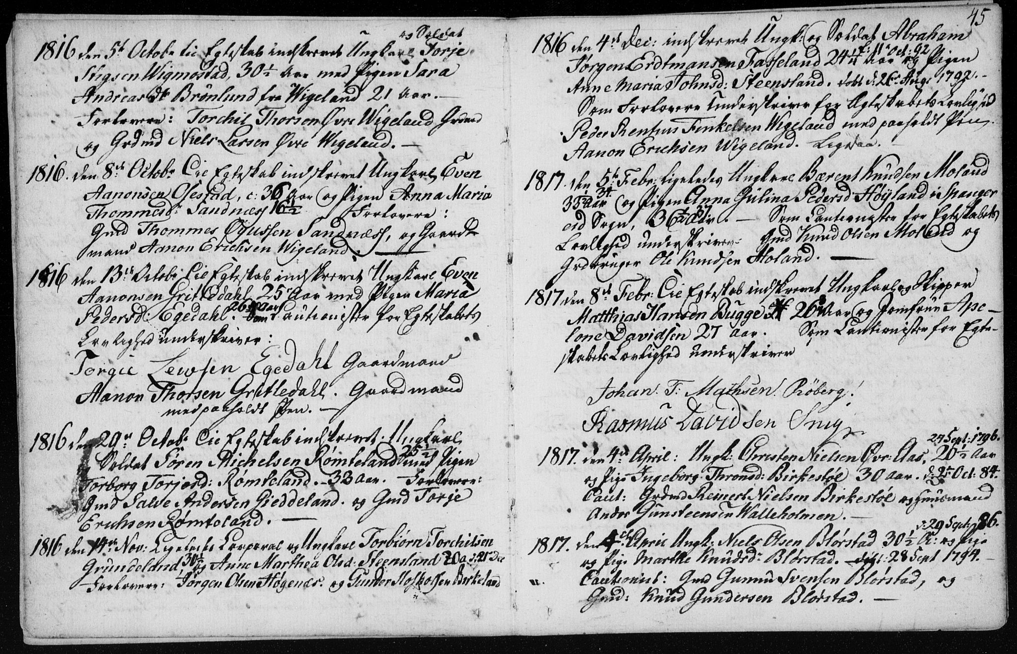 Sør-Audnedal sokneprestkontor, SAK/1111-0039/F/Fa/Fab/L0003: Parish register (official) no. A 3, 1766-1828, p. 45