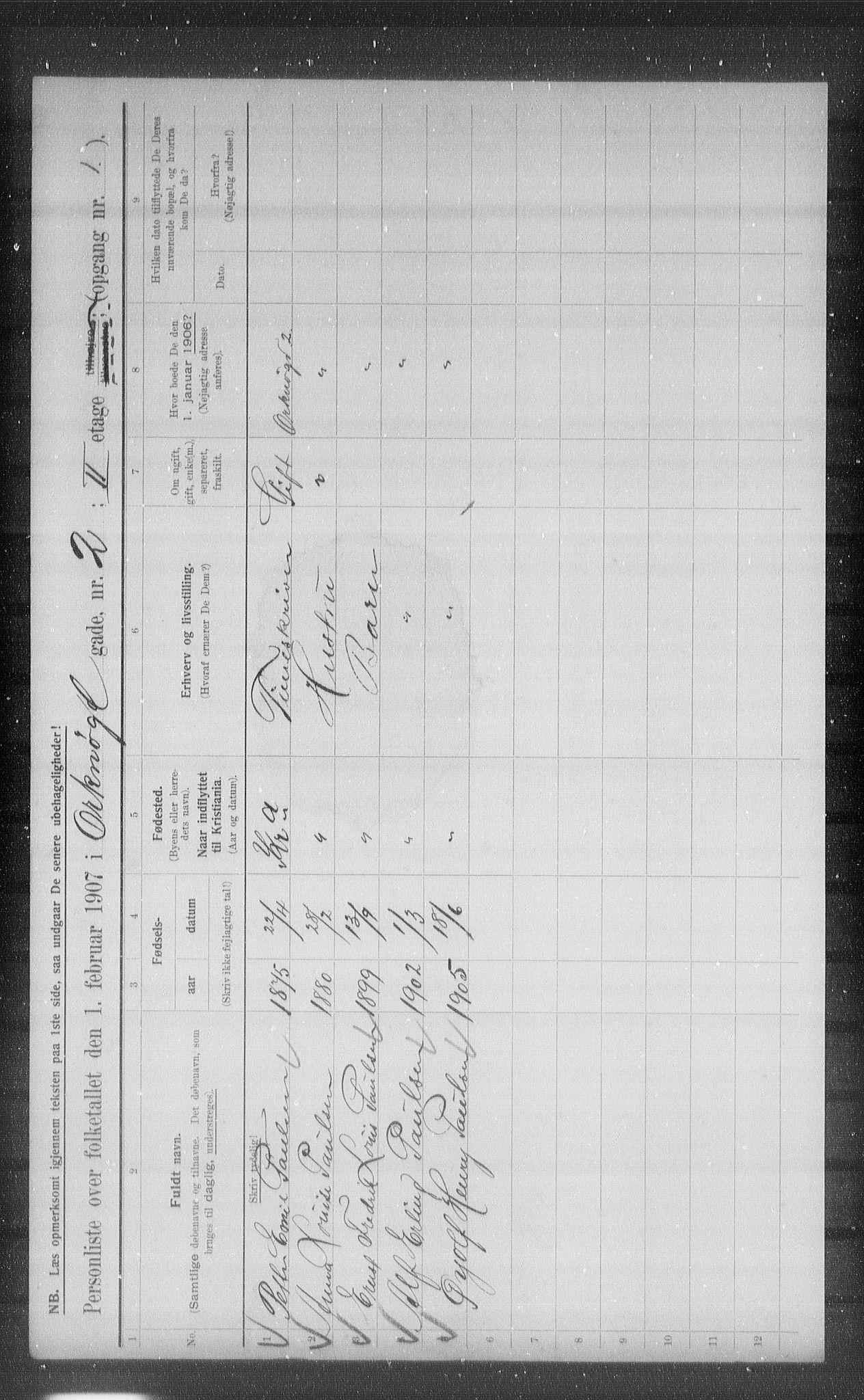 OBA, Municipal Census 1907 for Kristiania, 1907, p. 38861