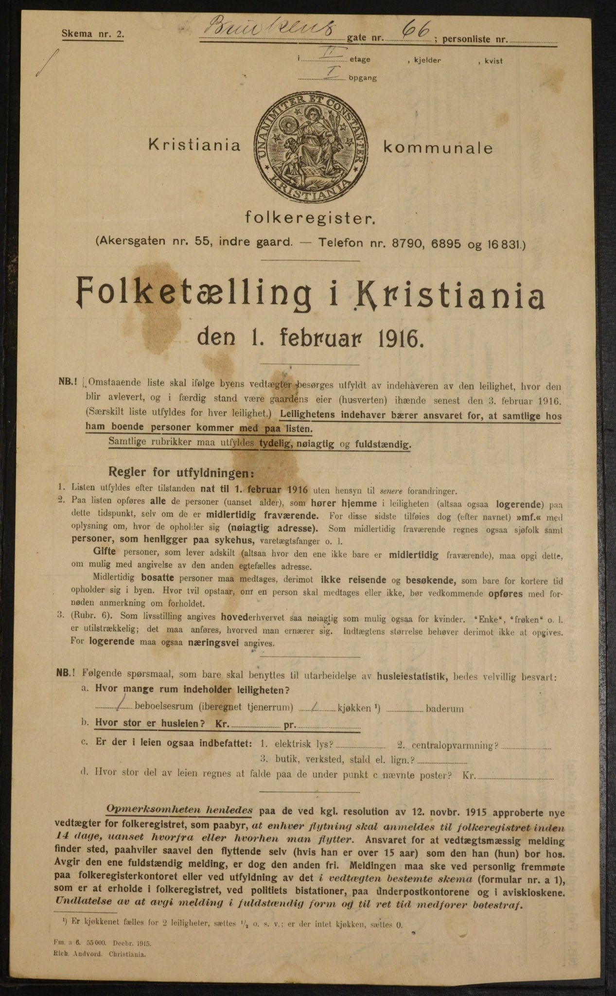 OBA, Municipal Census 1916 for Kristiania, 1916, p. 9281