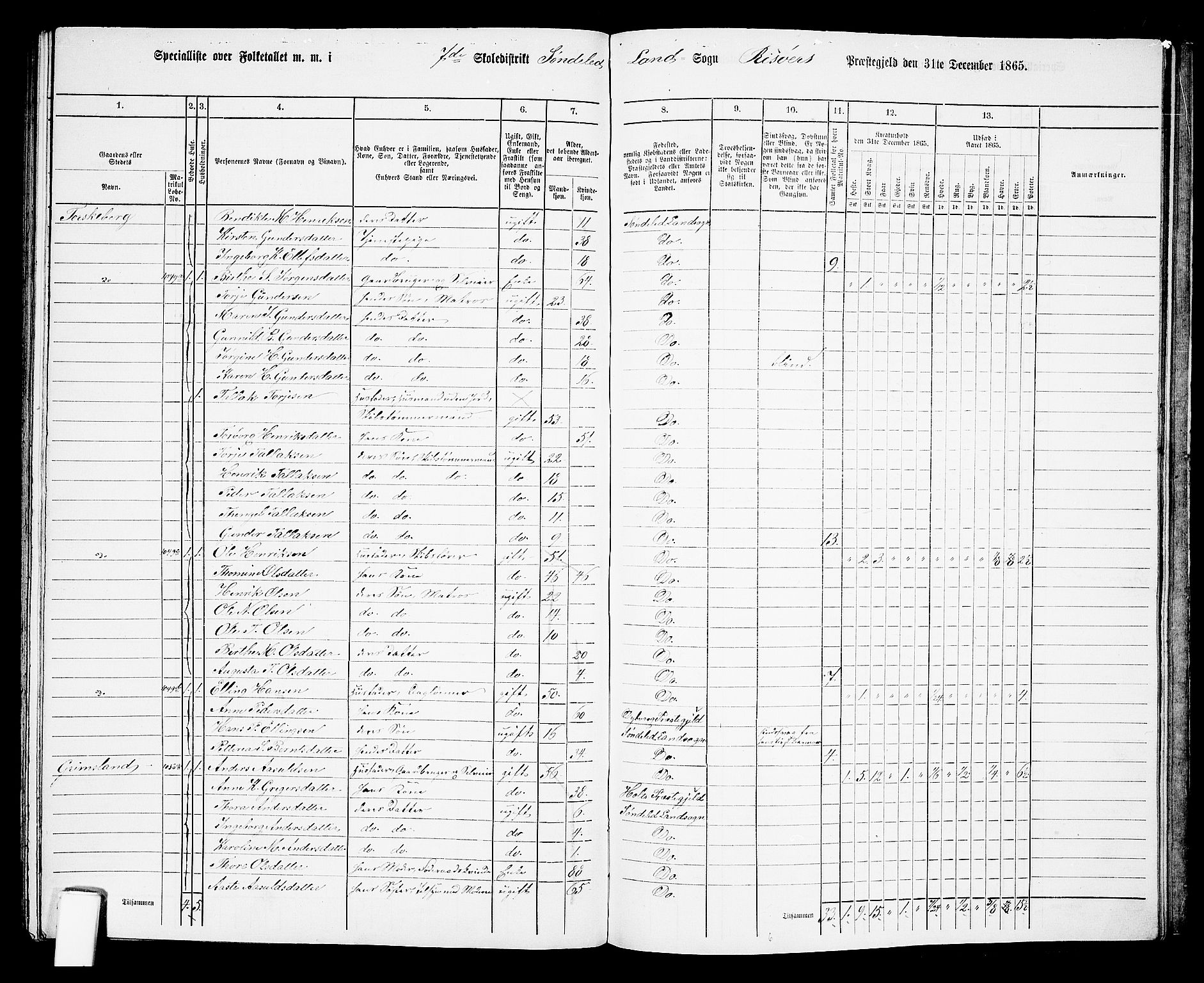 RA, 1865 census for Risør/Søndeled, 1865, p. 130