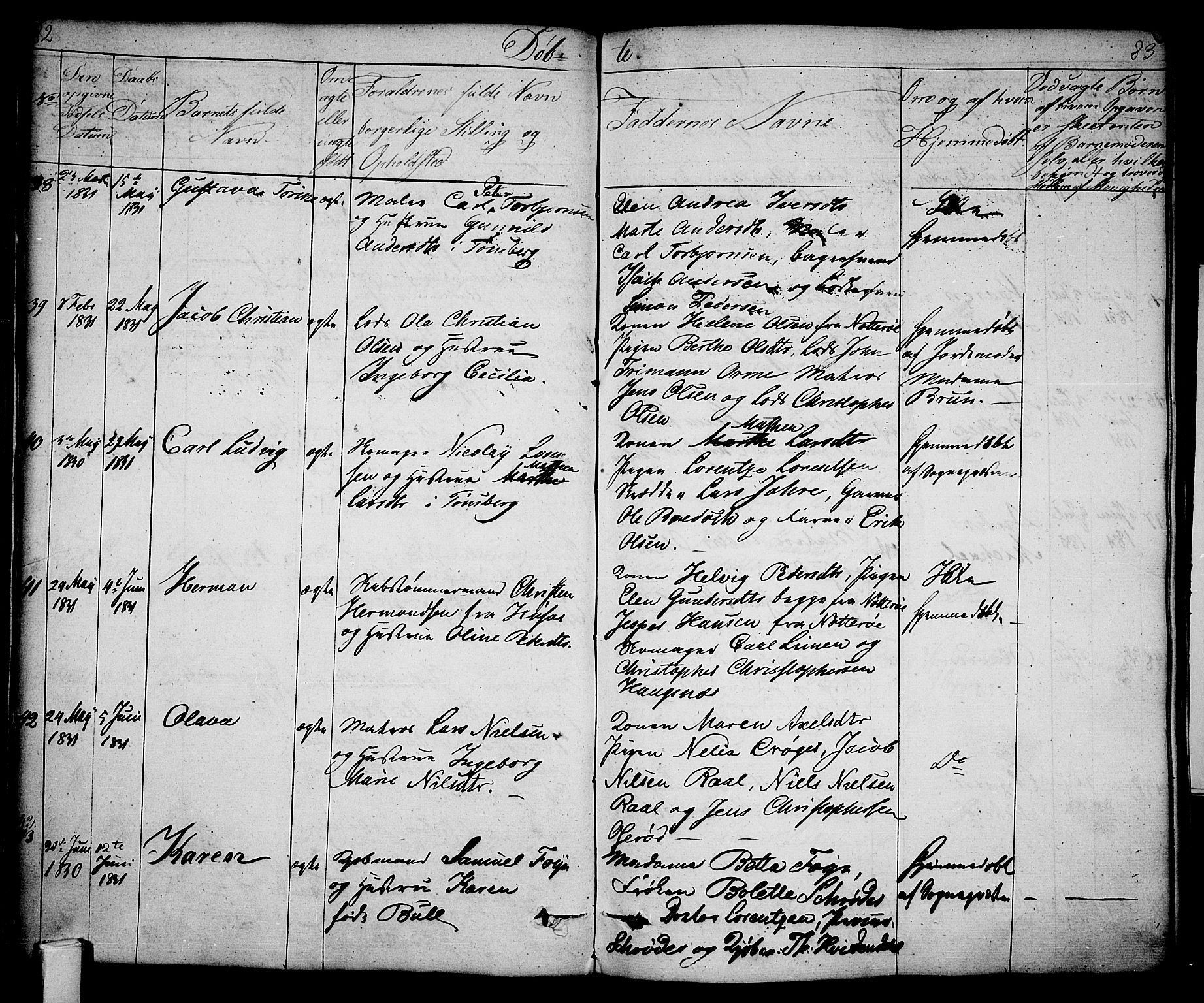 Tønsberg kirkebøker, AV/SAKO-A-330/F/Fa/L0005: Parish register (official) no. I 5, 1827-1836, p. 82-83