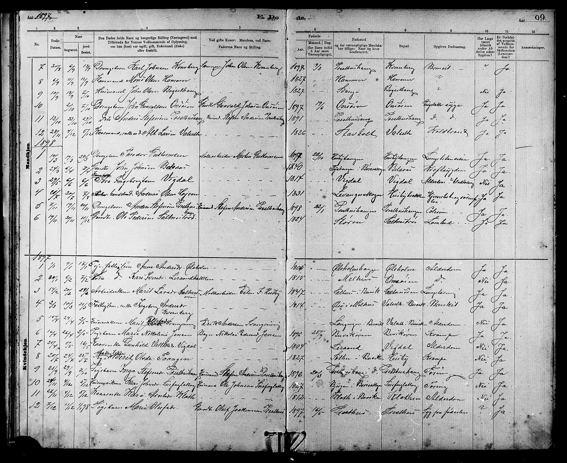 Ministerialprotokoller, klokkerbøker og fødselsregistre - Sør-Trøndelag, AV/SAT-A-1456/666/L0790: Parish register (copy) no. 666C03, 1885-1908, p. 99
