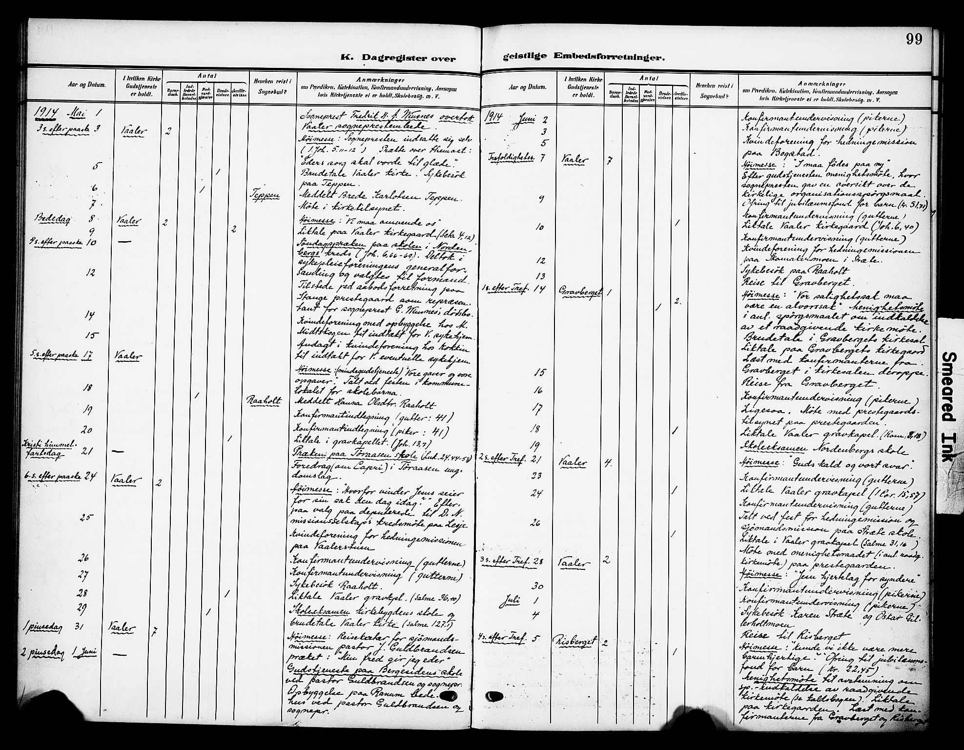 Våler prestekontor, Hedmark, AV/SAH-PREST-040/H/Ha/Haa/L0007: Parish register (official) no. 7, 1908-1919, p. 99