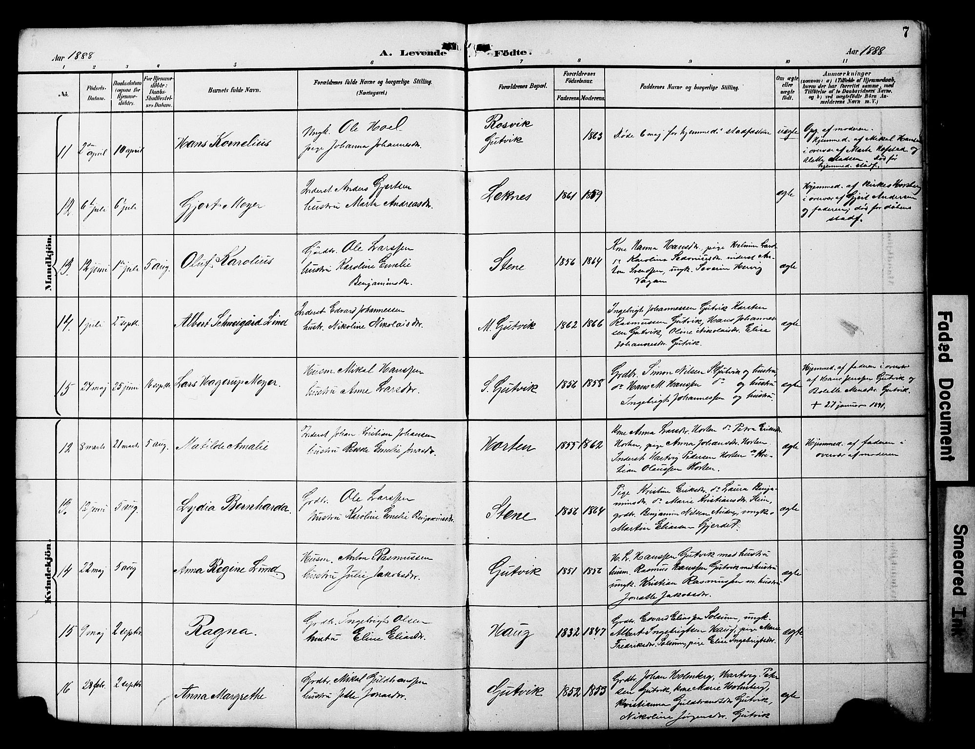 Ministerialprotokoller, klokkerbøker og fødselsregistre - Nord-Trøndelag, AV/SAT-A-1458/788/L0701: Parish register (copy) no. 788C01, 1888-1913, p. 7