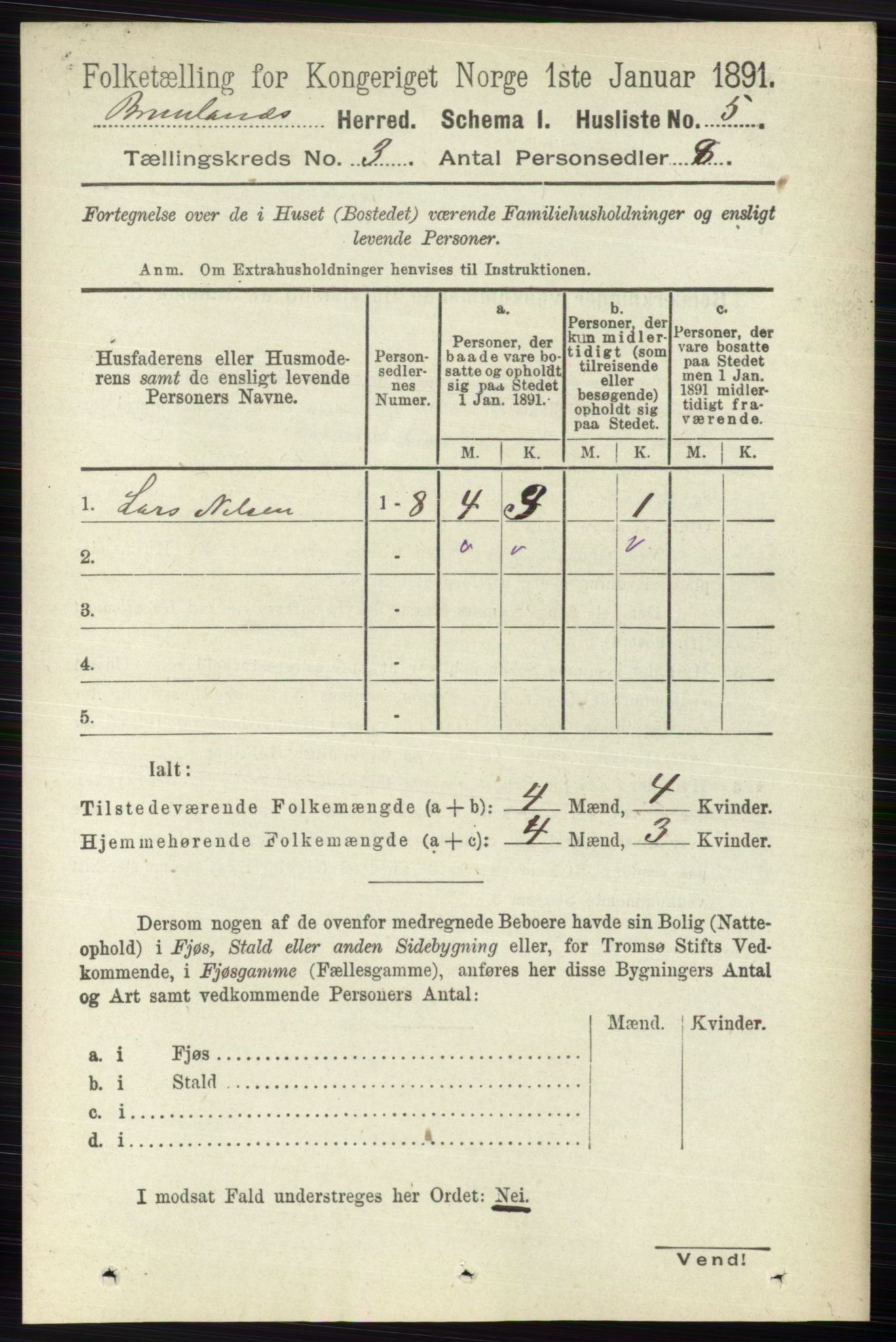 RA, 1891 census for 0726 Brunlanes, 1891, p. 1281