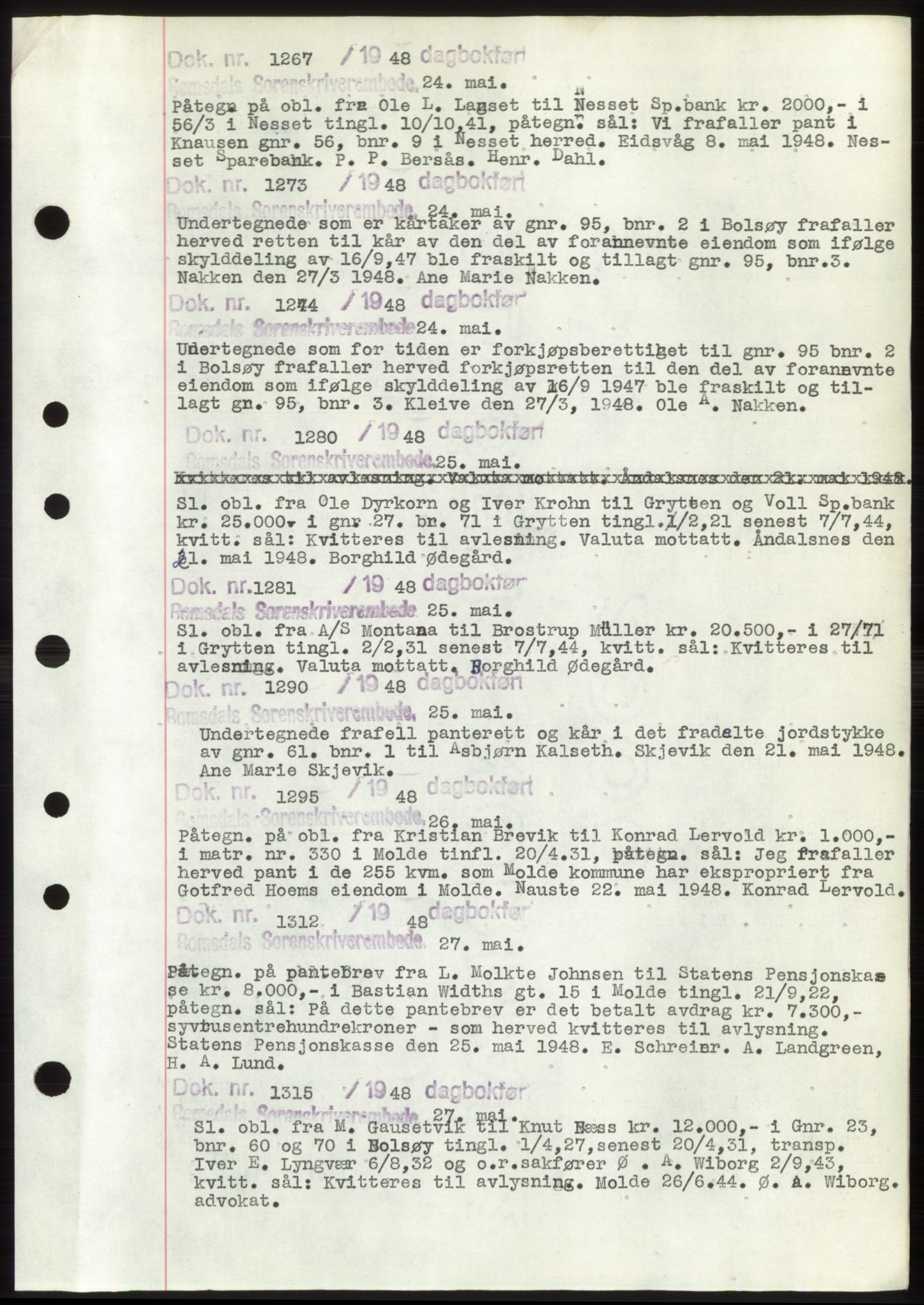 Romsdal sorenskriveri, AV/SAT-A-4149/1/2/2C: Mortgage book no. C1b, 1946-1949, Deed date: 24.05.1948