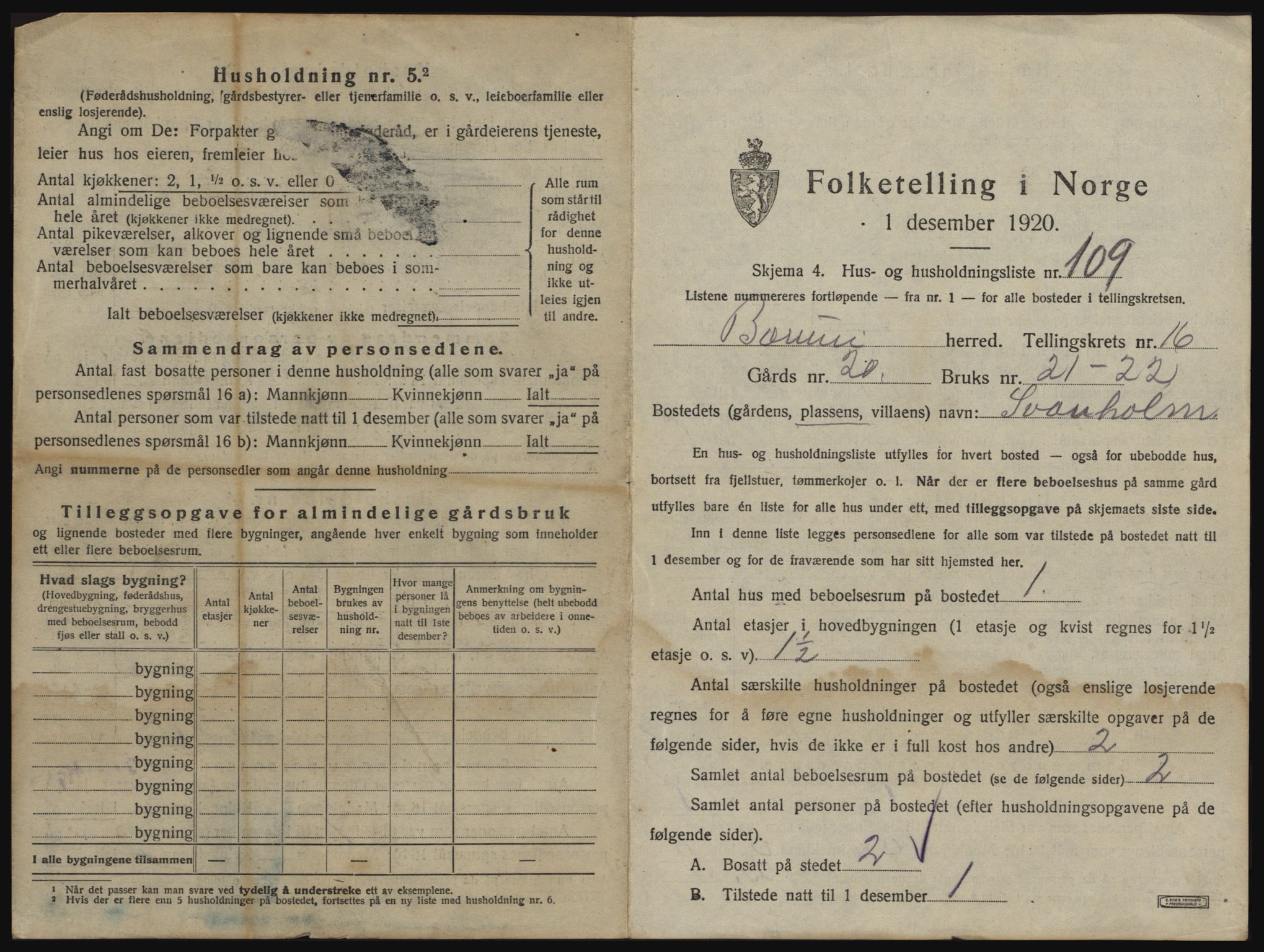 SAO, 1920 census for Bærum, 1920, p. 5090