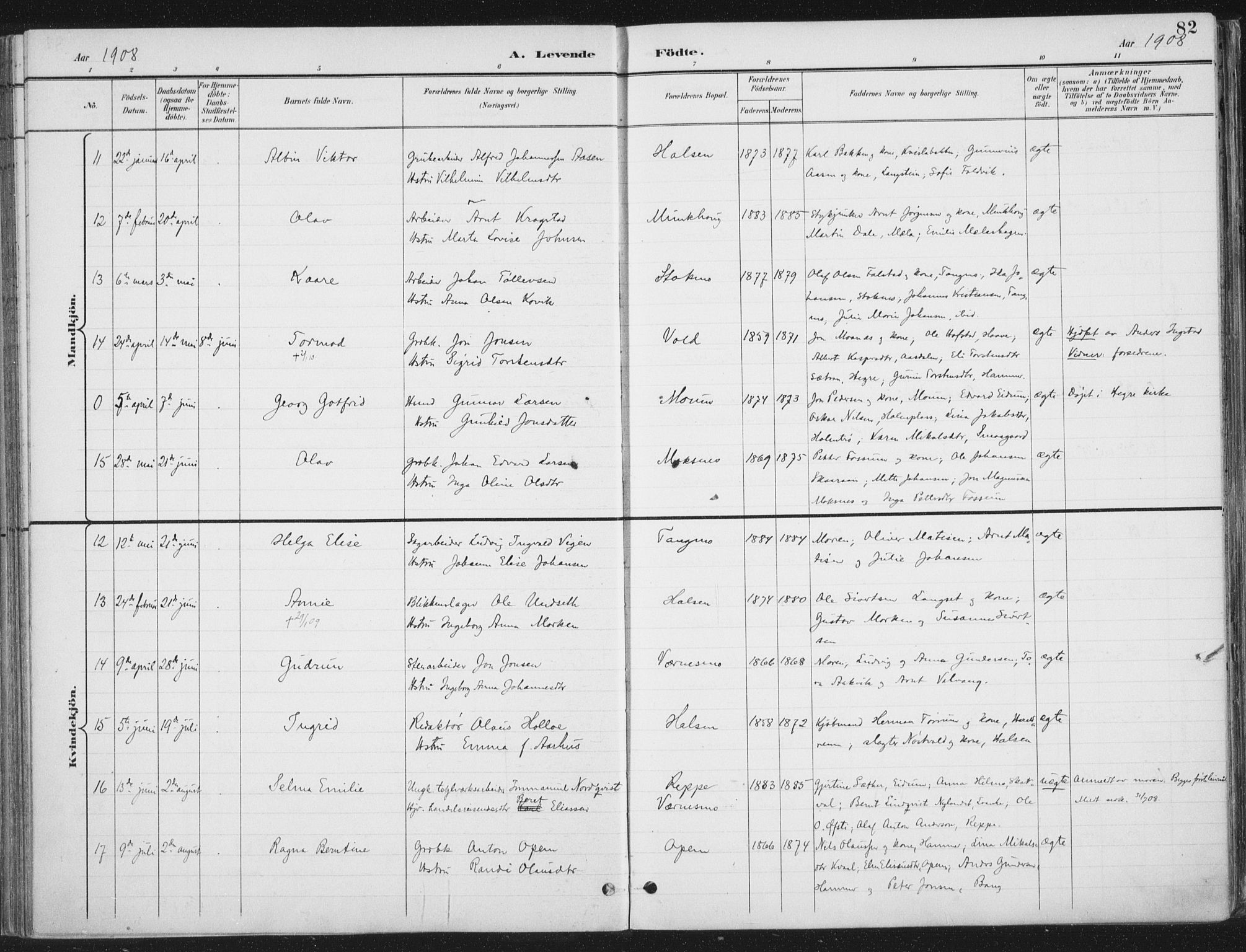 Ministerialprotokoller, klokkerbøker og fødselsregistre - Nord-Trøndelag, AV/SAT-A-1458/709/L0082: Parish register (official) no. 709A22, 1896-1916, p. 82