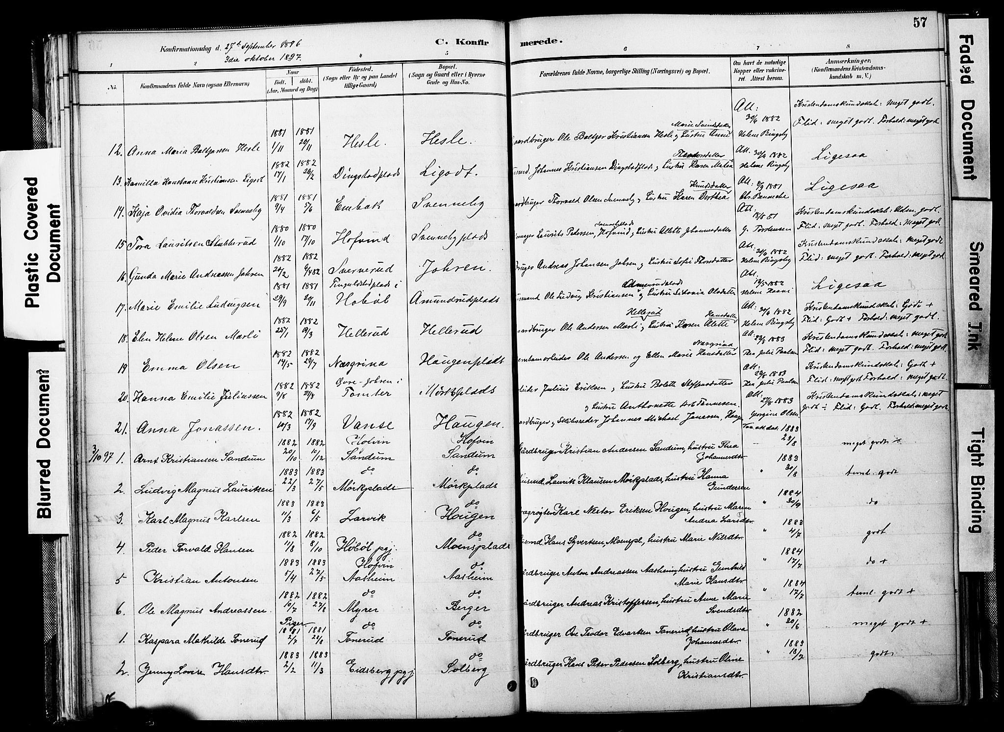 Spydeberg prestekontor Kirkebøker, SAO/A-10924/F/Fb/L0001: Parish register (official) no. II 1, 1886-1907, p. 57