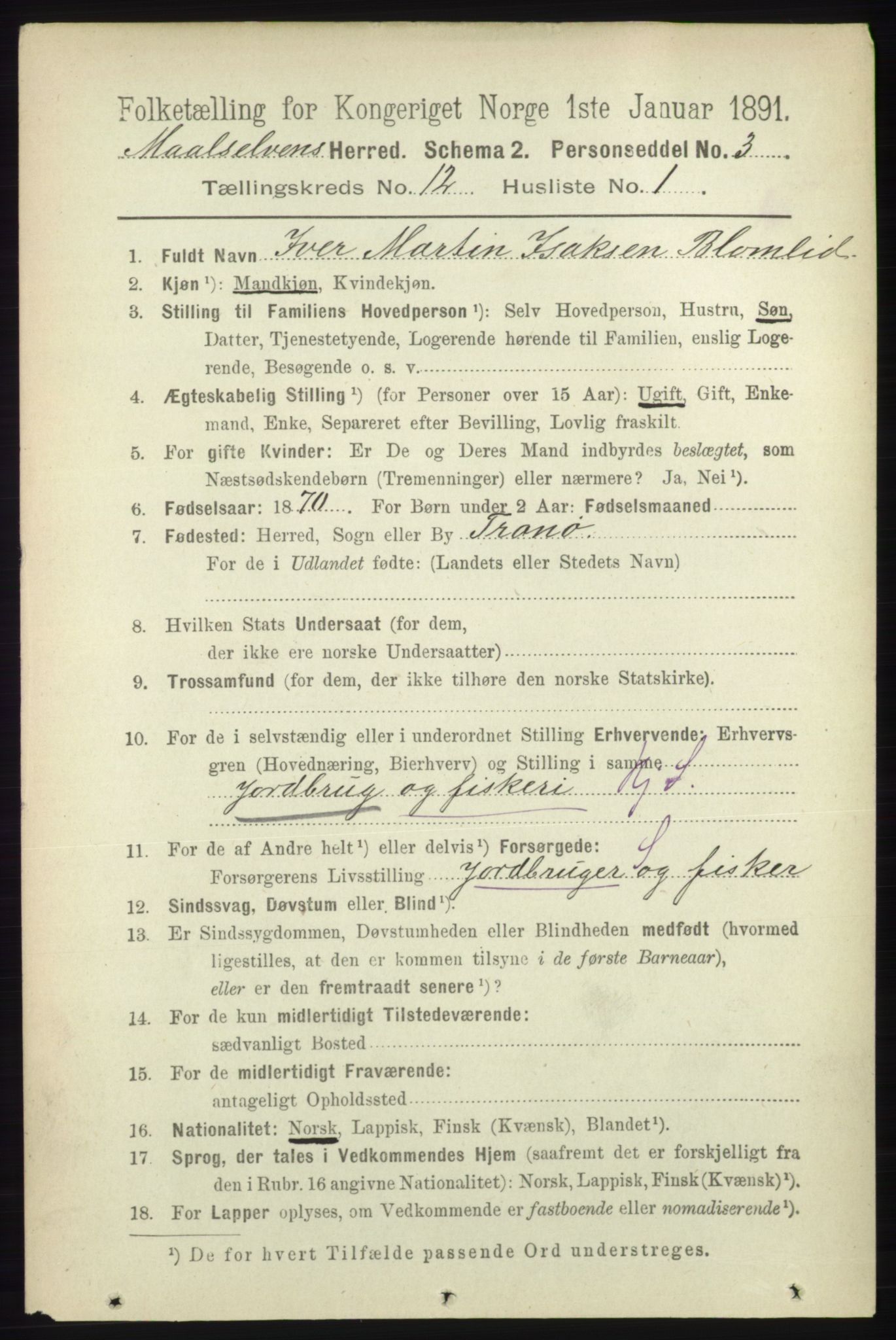 RA, 1891 census for 1924 Målselv, 1891, p. 3791