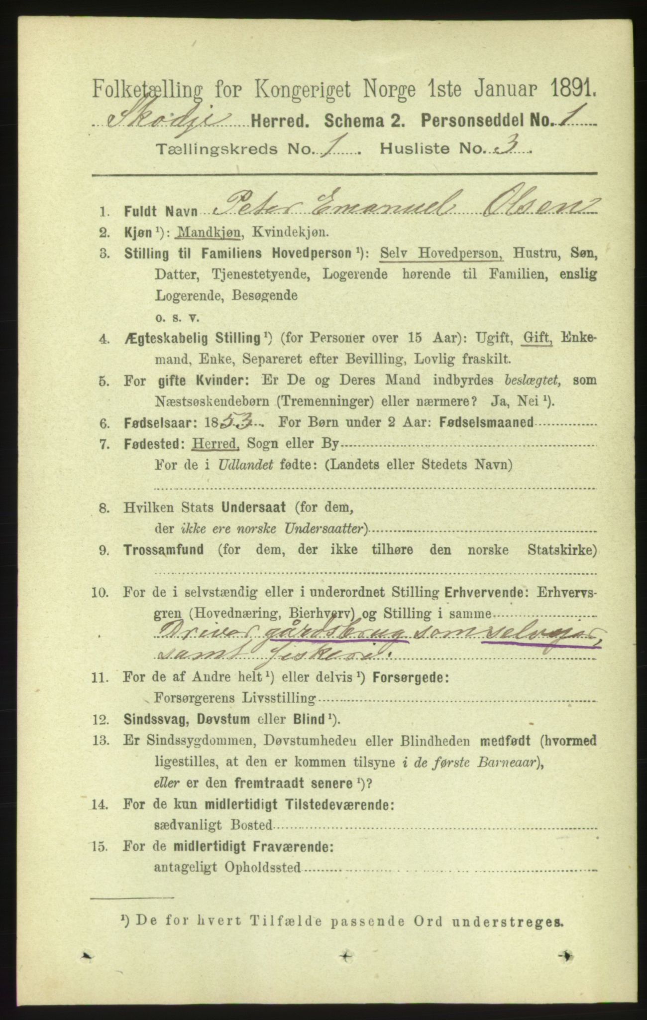 RA, 1891 census for 1529 Skodje, 1891, p. 79