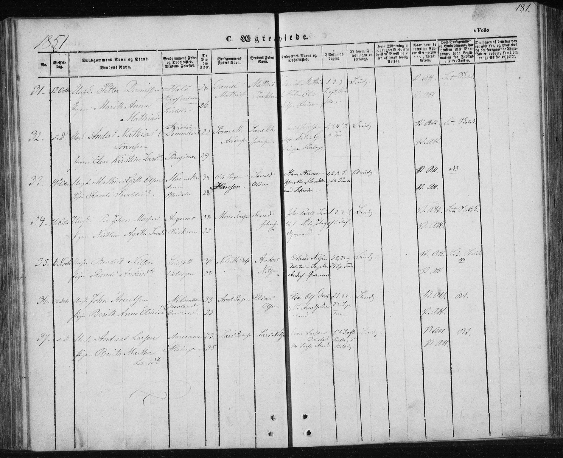 Ministerialprotokoller, klokkerbøker og fødselsregistre - Nordland, AV/SAT-A-1459/820/L0291: Parish register (official) no. 820A12, 1846-1854, p. 181