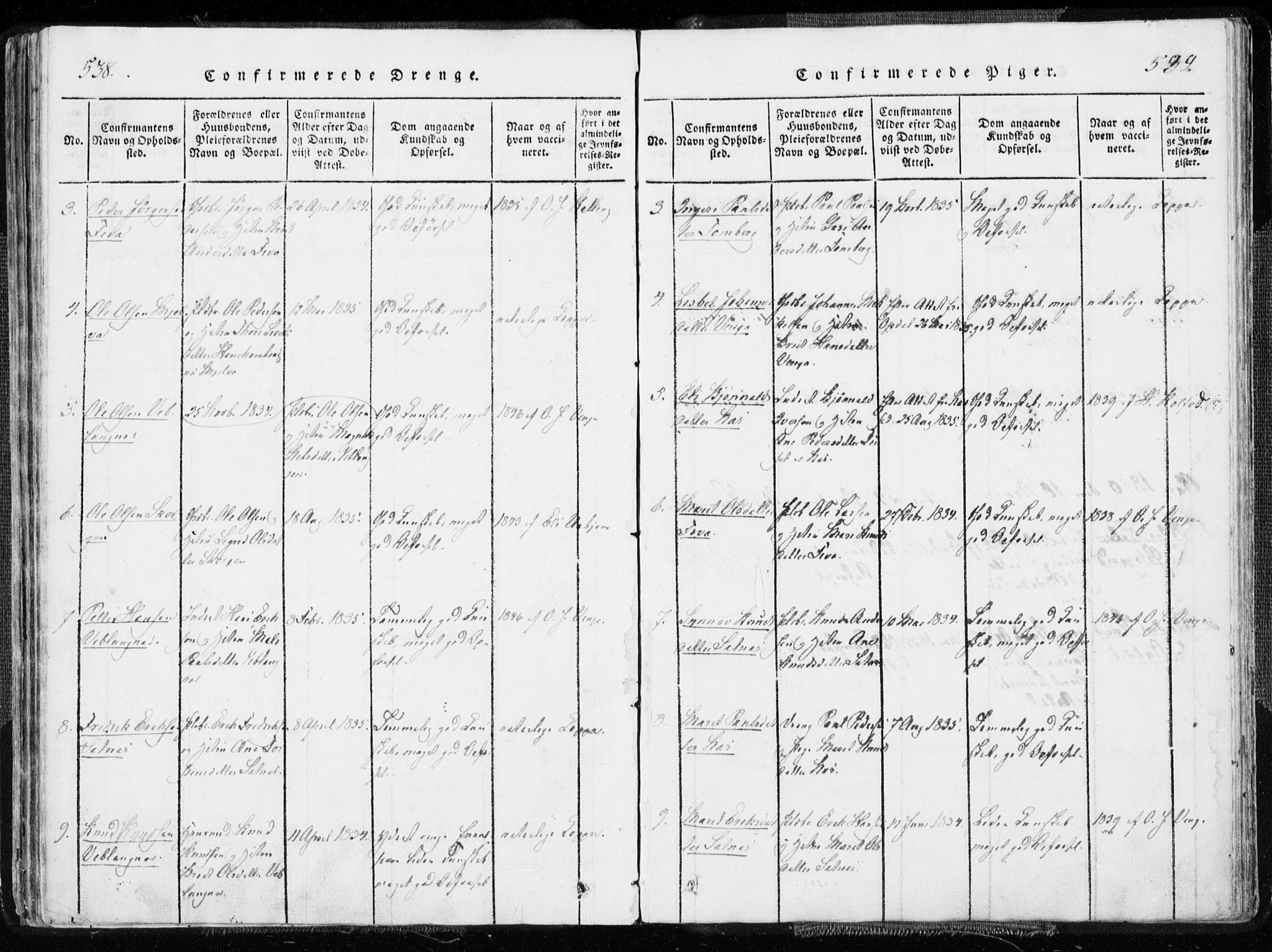 Ministerialprotokoller, klokkerbøker og fødselsregistre - Møre og Romsdal, SAT/A-1454/544/L0571: Parish register (official) no. 544A04, 1818-1853, p. 538-539