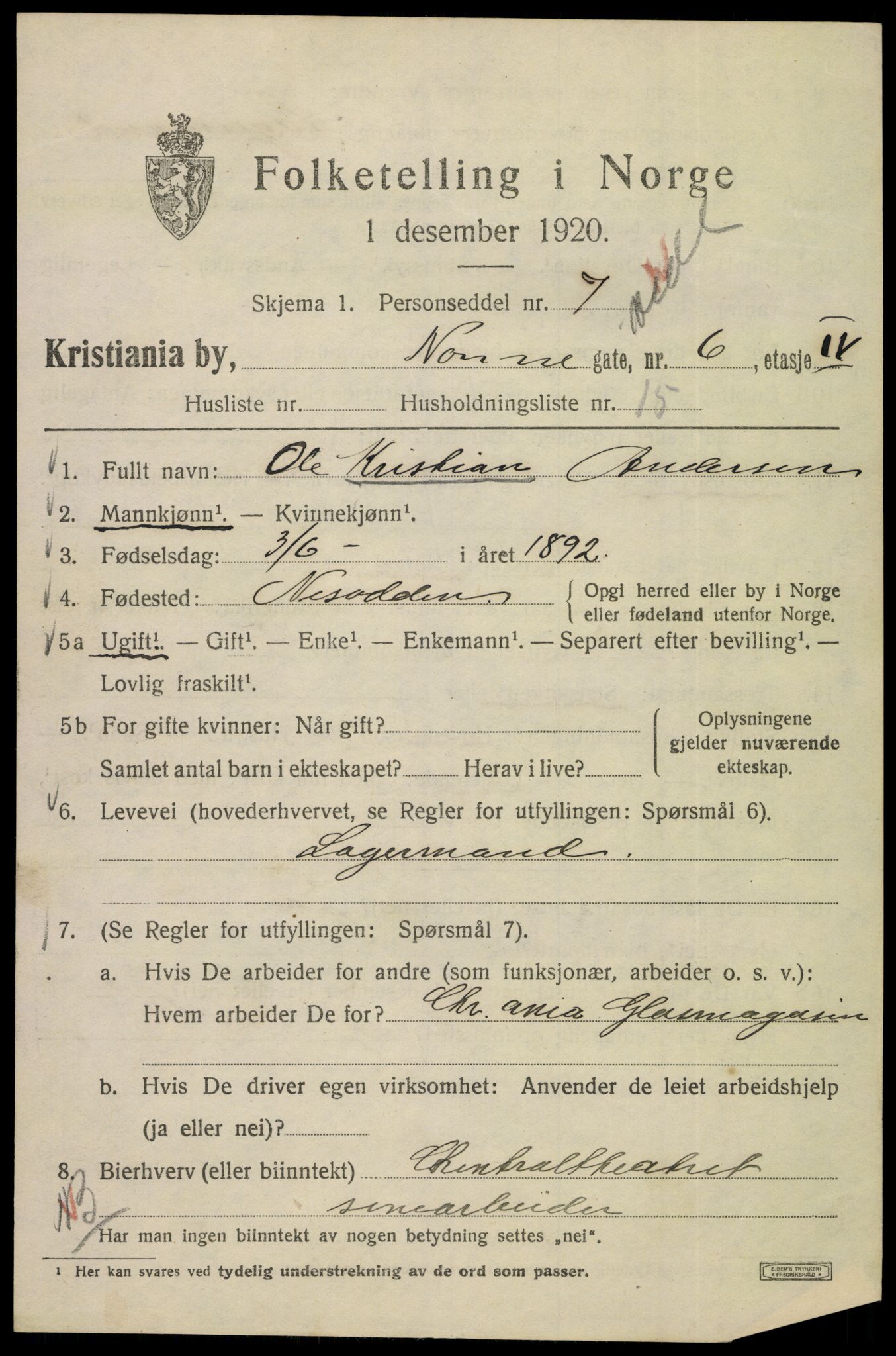 SAO, 1920 census for Kristiania, 1920, p. 418411