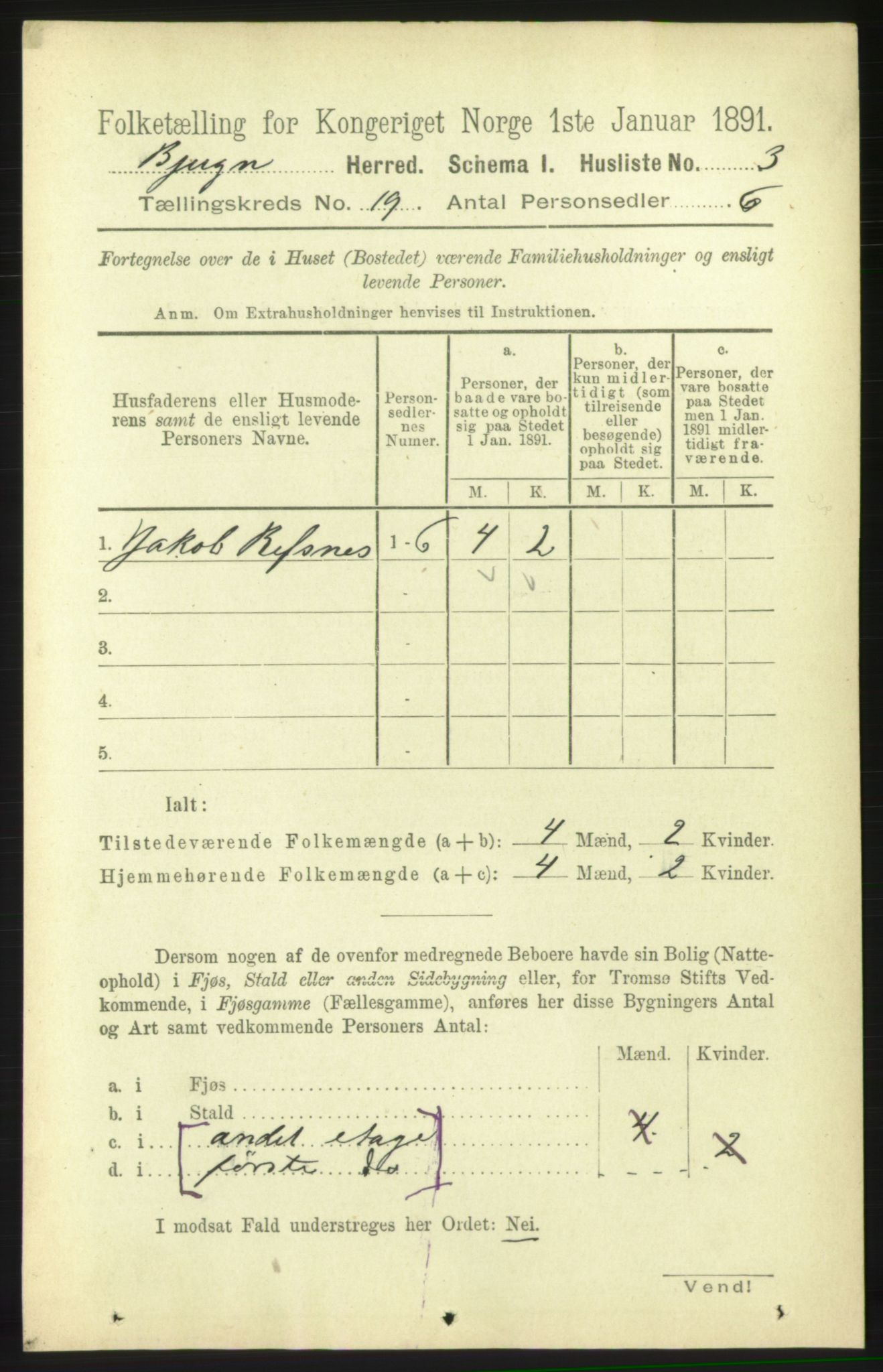 RA, 1891 census for 1627 Bjugn, 1891, p. 5052