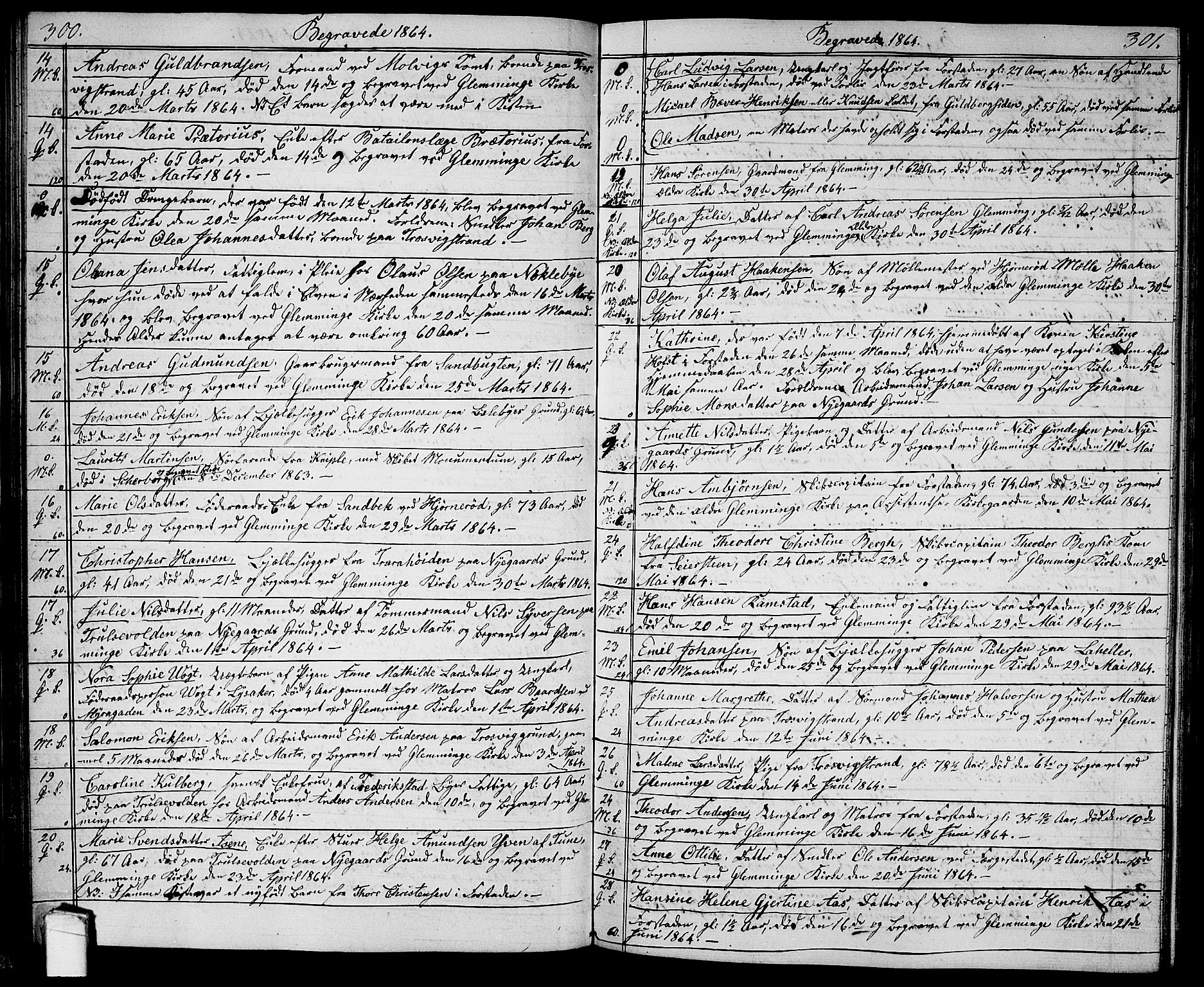 Glemmen prestekontor Kirkebøker, AV/SAO-A-10908/G/Ga/L0003: Parish register (copy) no. 3, 1852-1866, p. 300-301