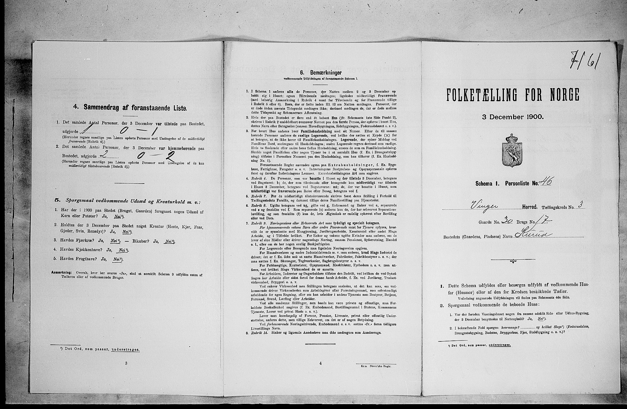 SAH, 1900 census for Vinger, 1900, p. 418