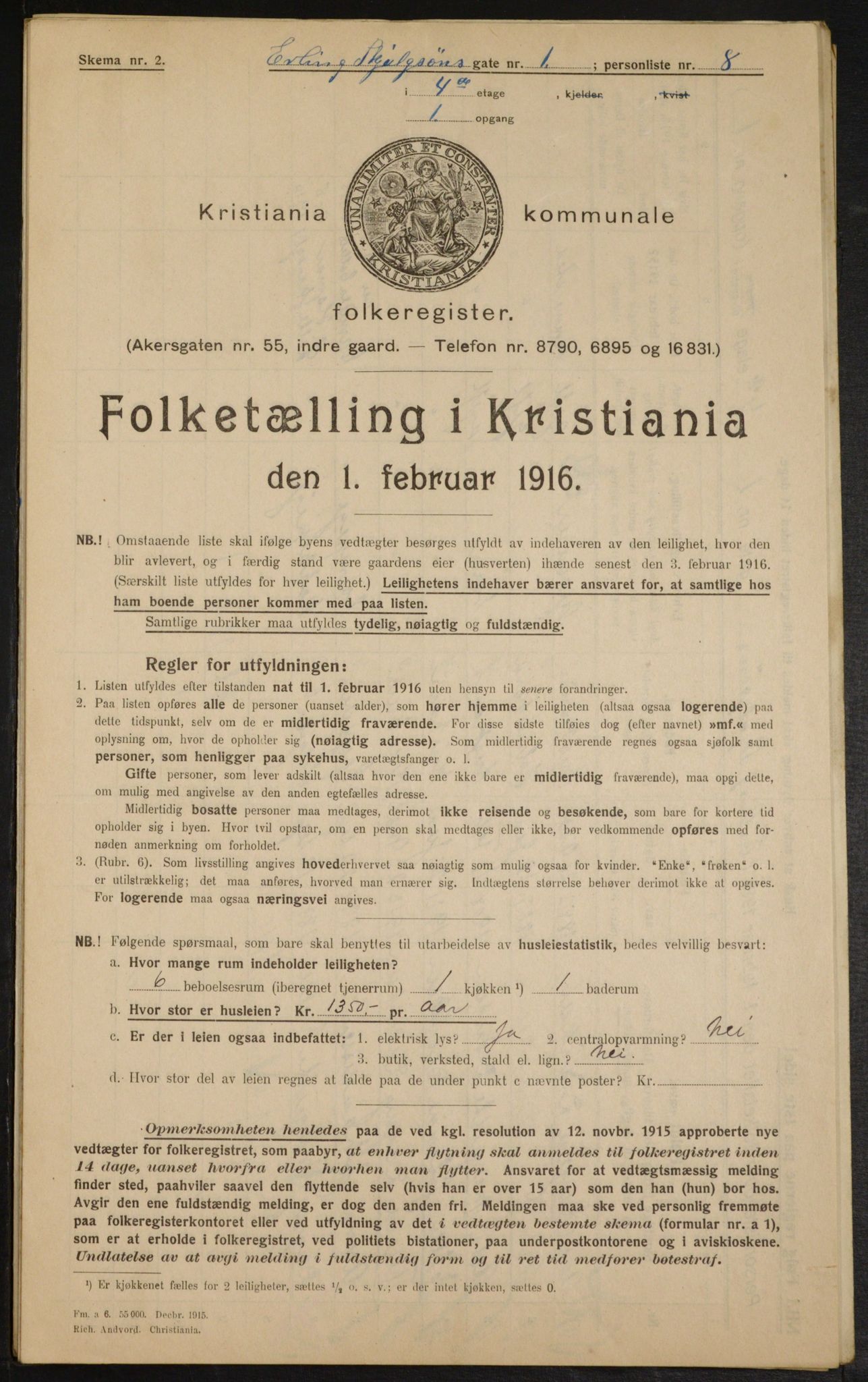 OBA, Municipal Census 1916 for Kristiania, 1916, p. 22409