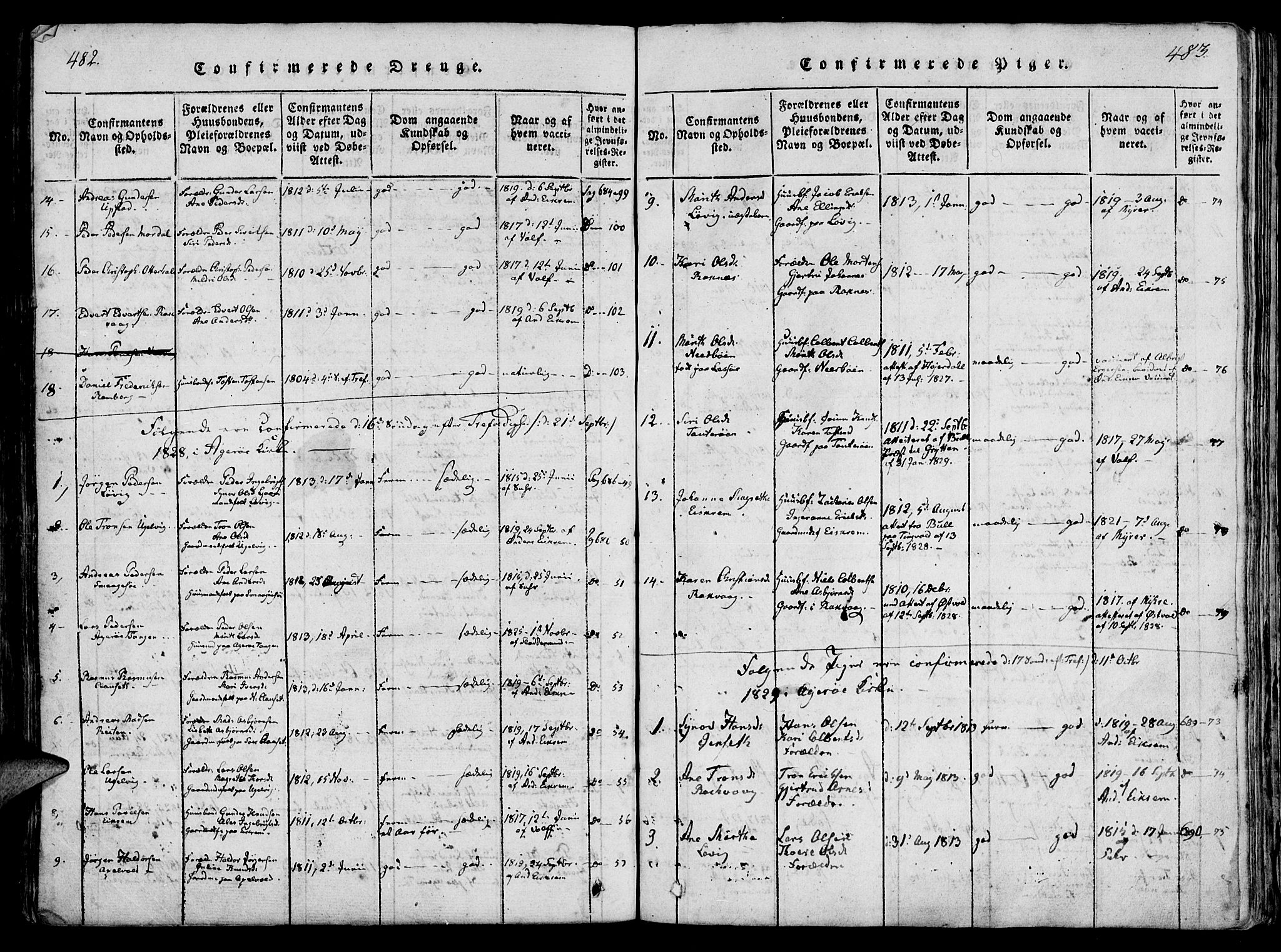 Ministerialprotokoller, klokkerbøker og fødselsregistre - Møre og Romsdal, SAT/A-1454/560/L0718: Parish register (official) no. 560A02, 1817-1844, p. 482-483
