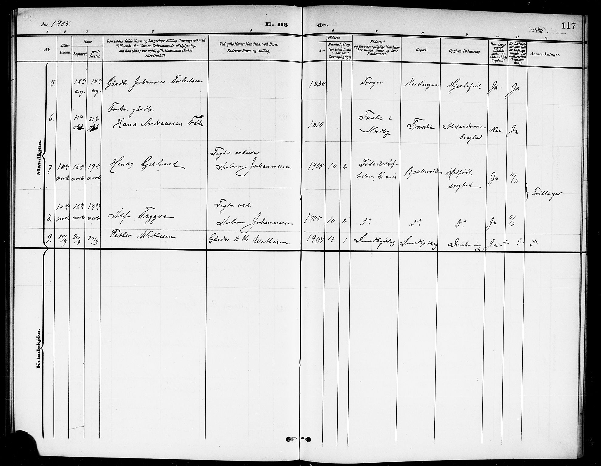 Ås prestekontor Kirkebøker, SAO/A-10894/G/Gb/L0001: Parish register (copy) no. II 1, 1901-1920, p. 117