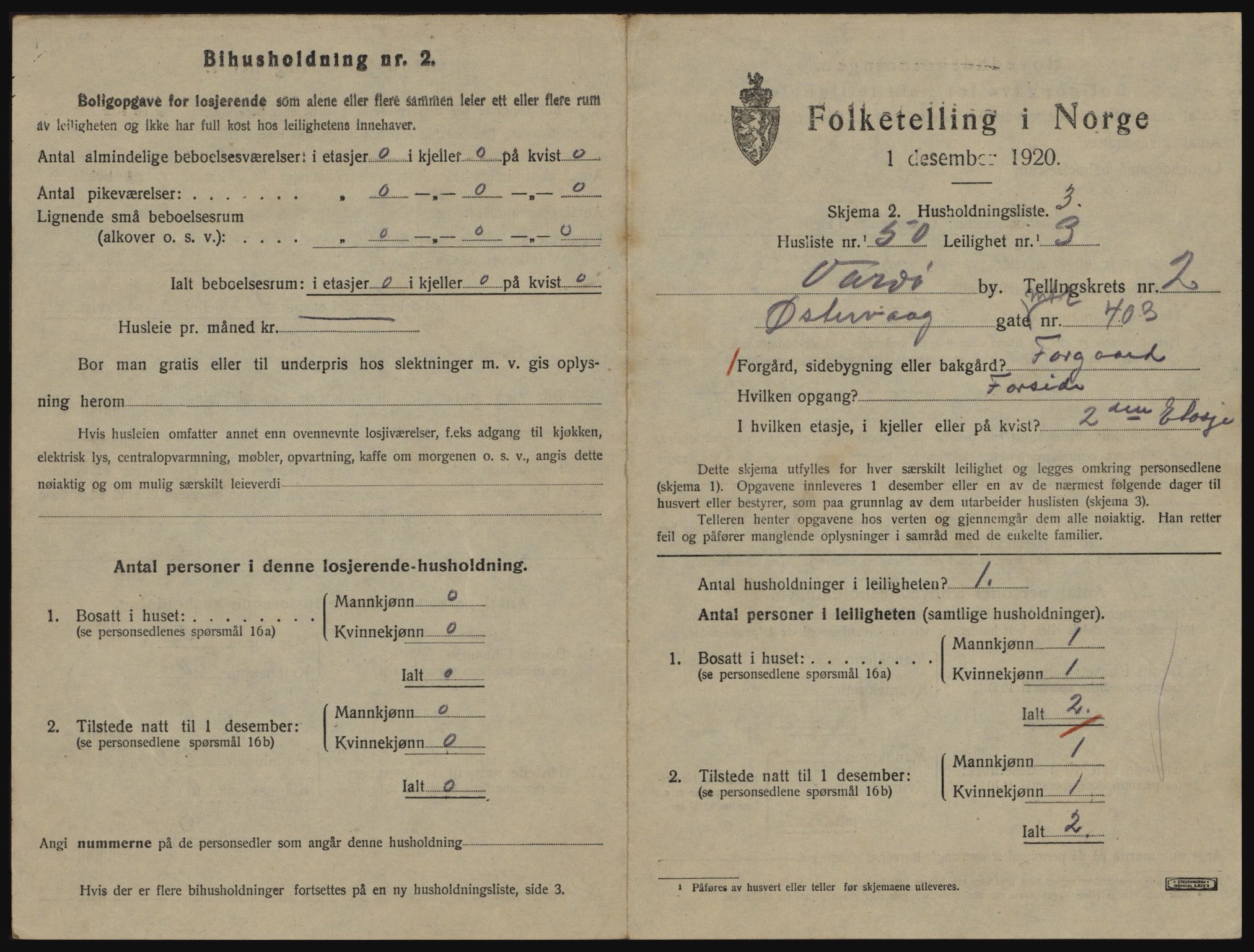 SATØ, 1920 census for Vardø, 1920, p. 1953