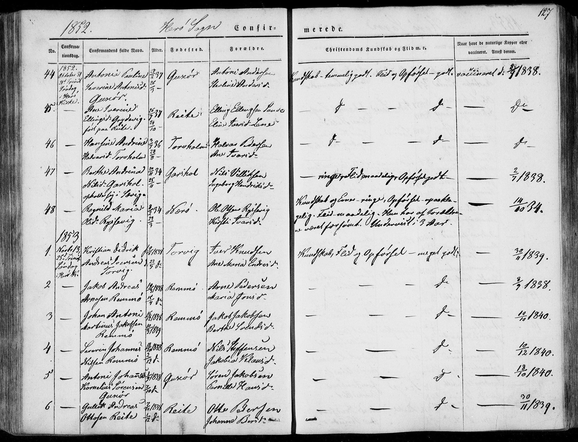 Ministerialprotokoller, klokkerbøker og fødselsregistre - Møre og Romsdal, AV/SAT-A-1454/507/L0070: Parish register (official) no. 507A05, 1842-1873, p. 127