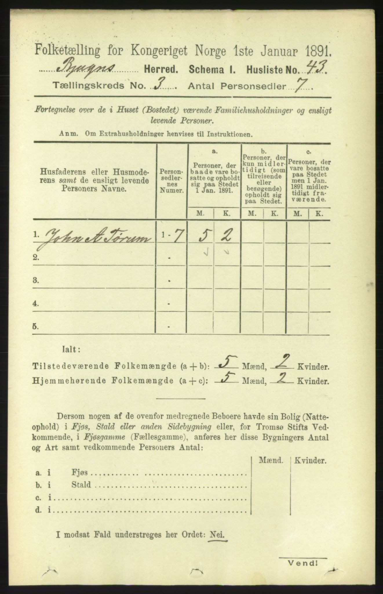 RA, 1891 census for 1627 Bjugn, 1891, p. 631