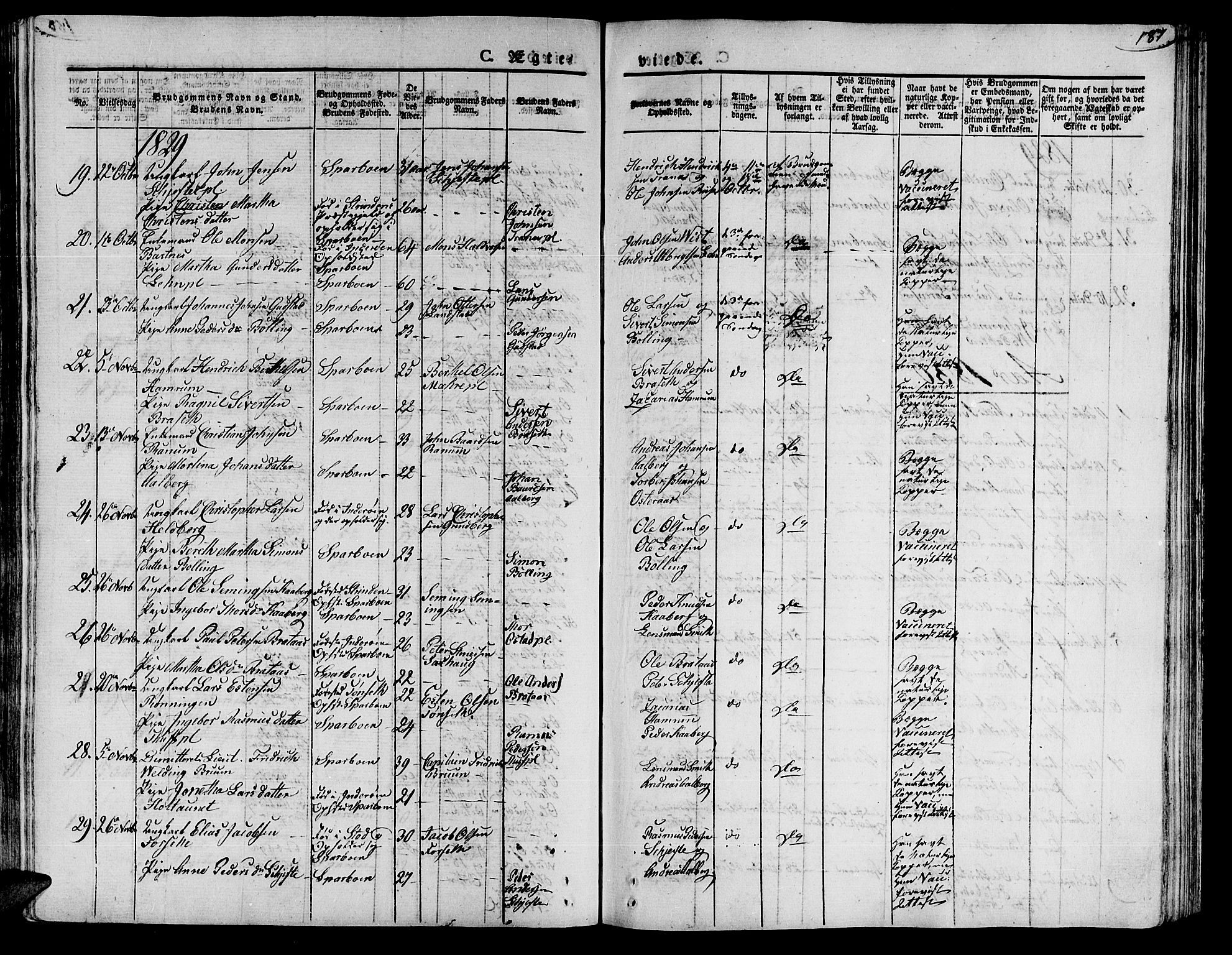 Ministerialprotokoller, klokkerbøker og fødselsregistre - Nord-Trøndelag, SAT/A-1458/735/L0336: Parish register (official) no. 735A05 /1, 1825-1835, p. 187