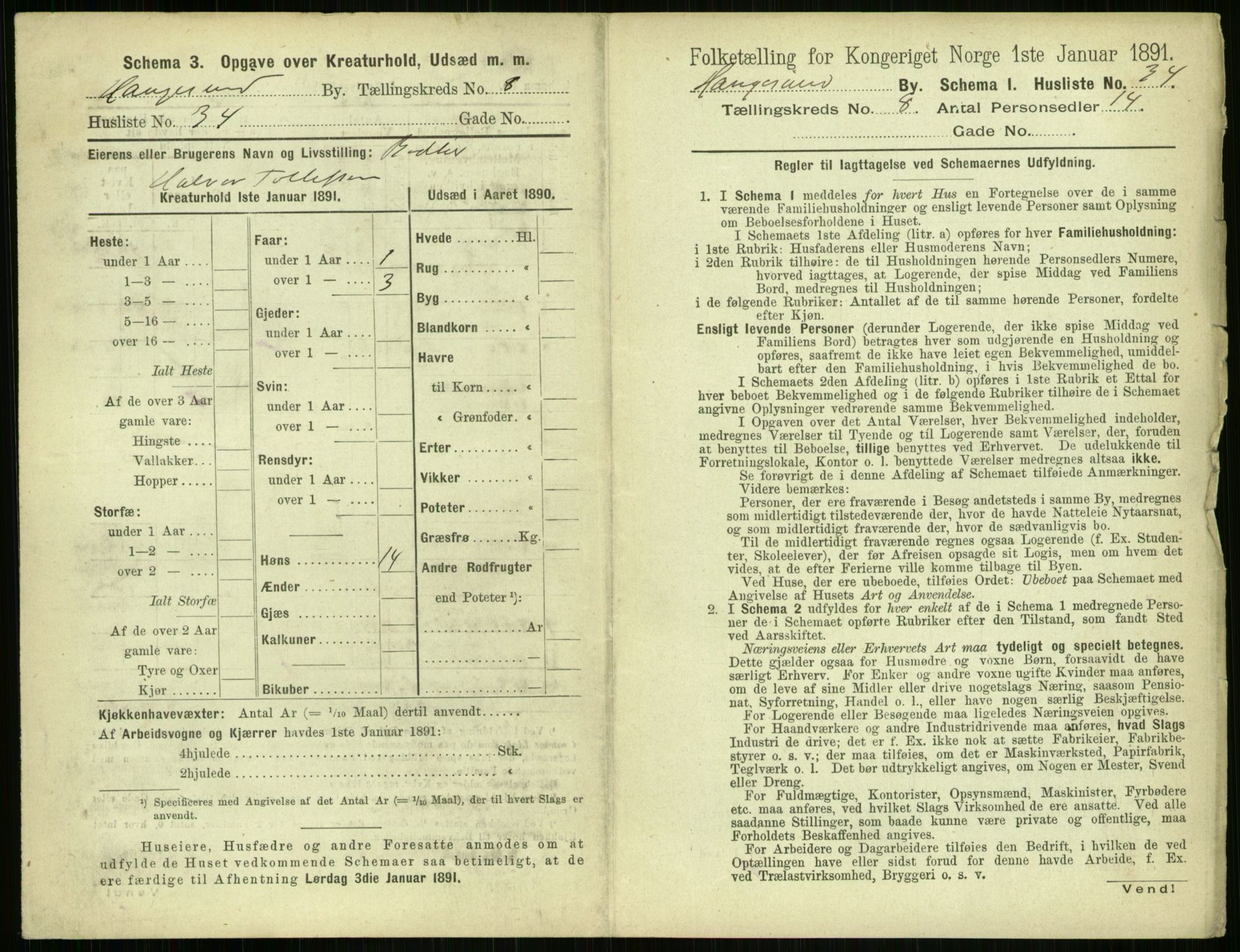 RA, 1891 census for 1106 Haugesund, 1891, p. 639