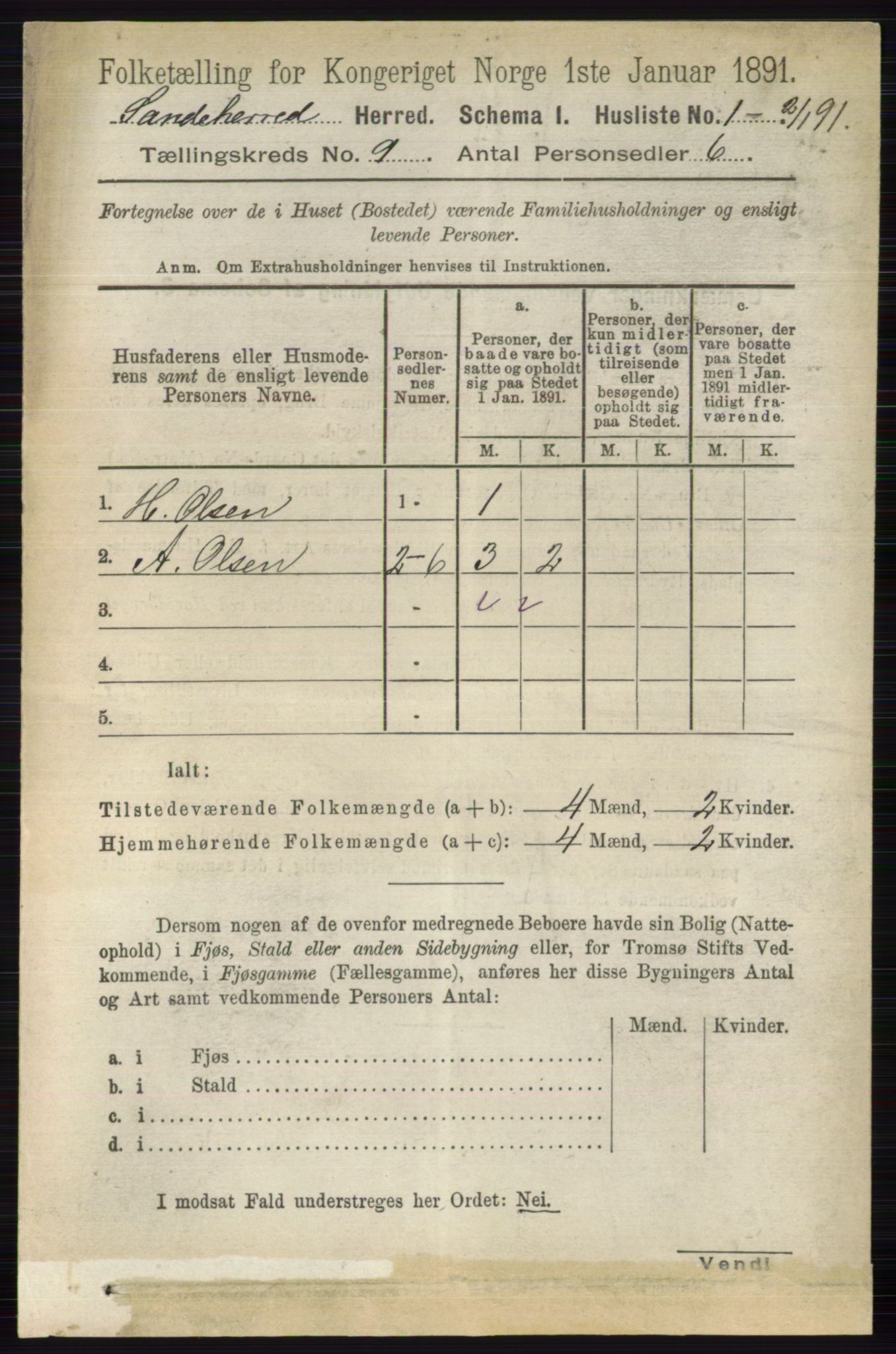 RA, 1891 census for 0724 Sandeherred, 1891, p. 5427