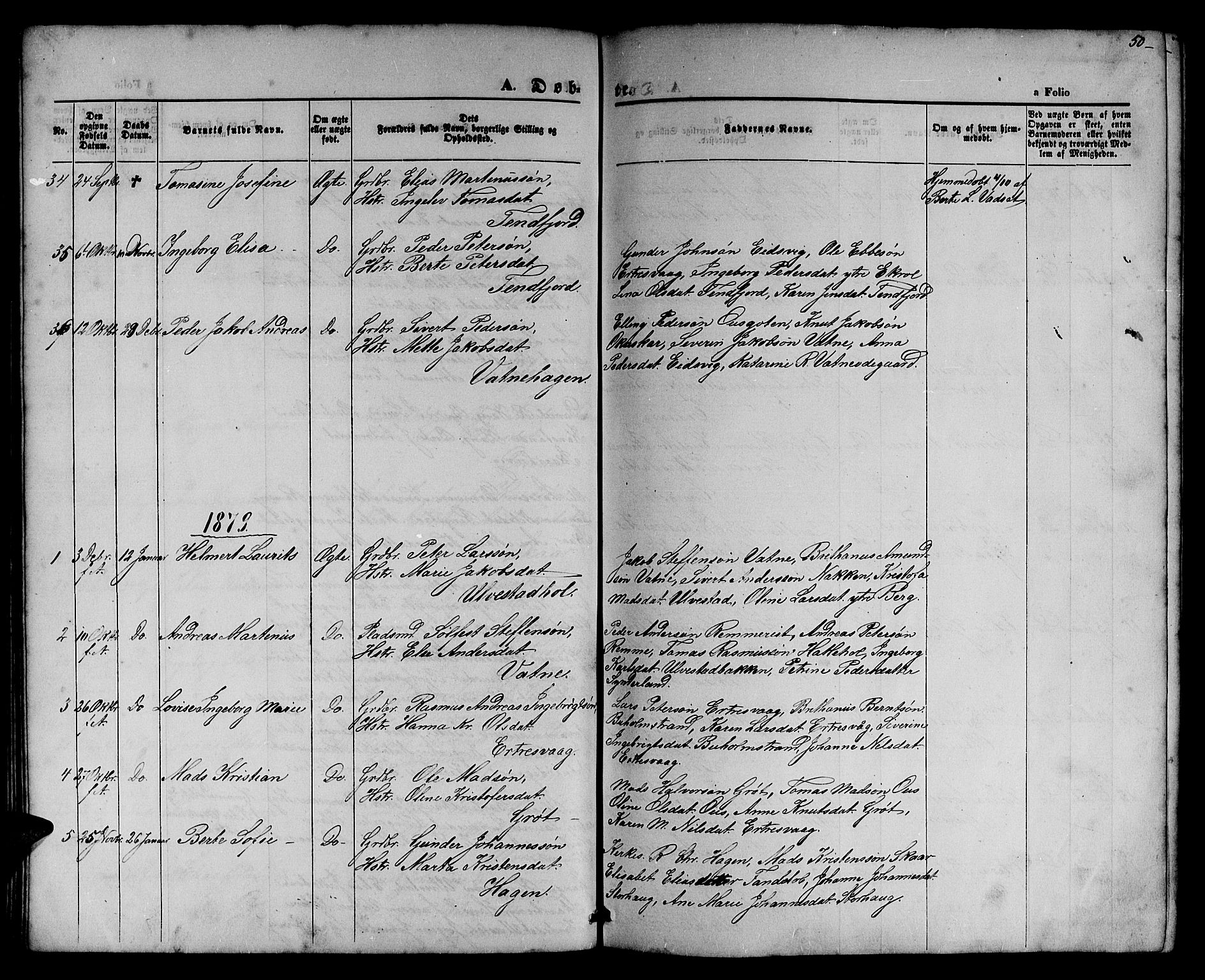 Ministerialprotokoller, klokkerbøker og fødselsregistre - Møre og Romsdal, AV/SAT-A-1454/525/L0375: Parish register (copy) no. 525C01, 1865-1879, p. 50