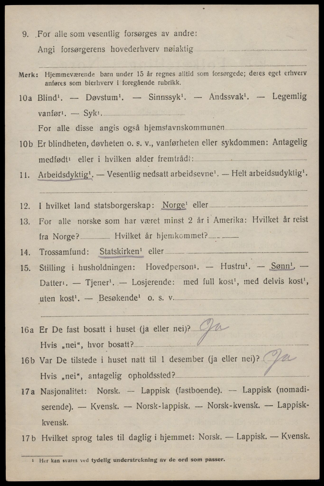 SAT, 1920 census for Flakstad, 1920, p. 1226