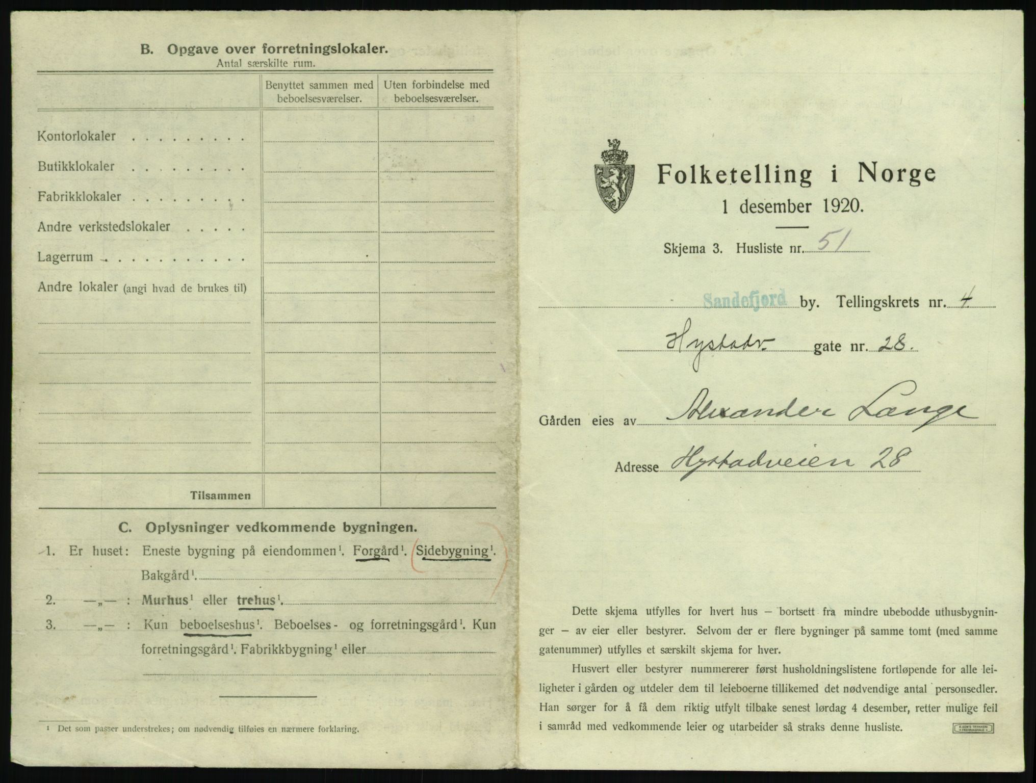 SAKO, 1920 census for Sandefjord, 1920, p. 612