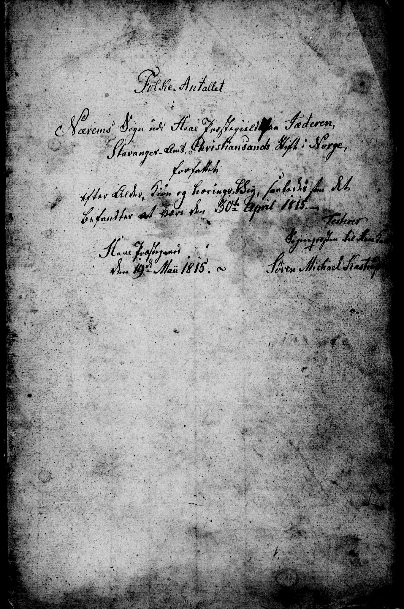 SAST, Census 1815 for Hå, 1815, p. 22