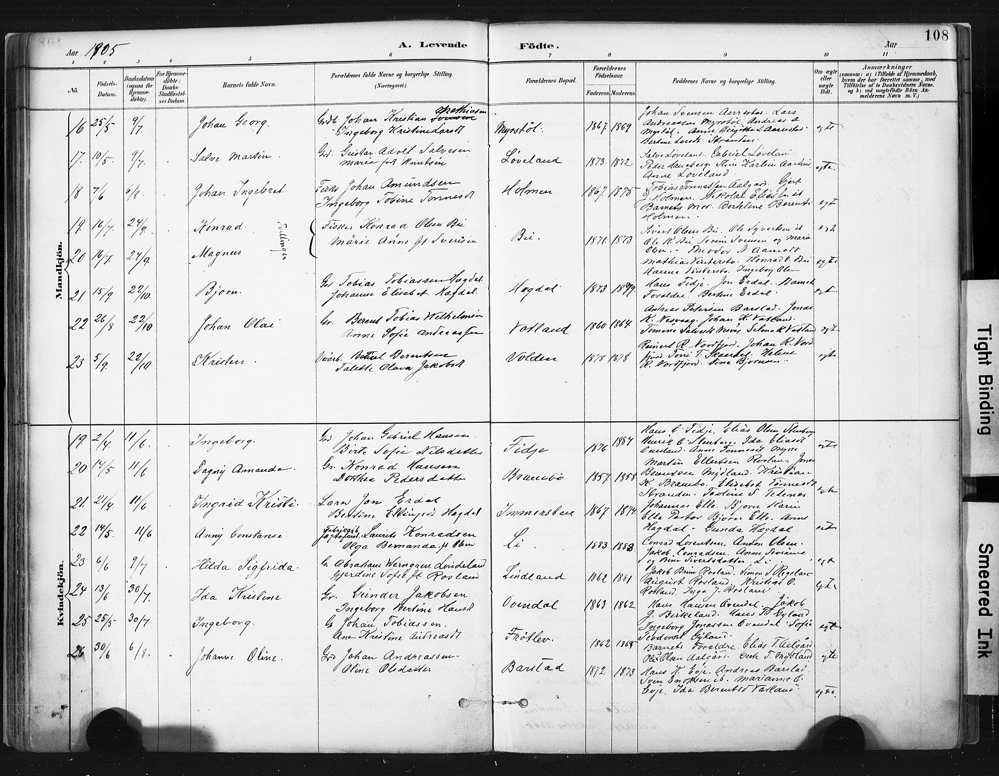 Sokndal sokneprestkontor, AV/SAST-A-101808: Parish register (official) no. A 11.1, 1887-1905, p. 108