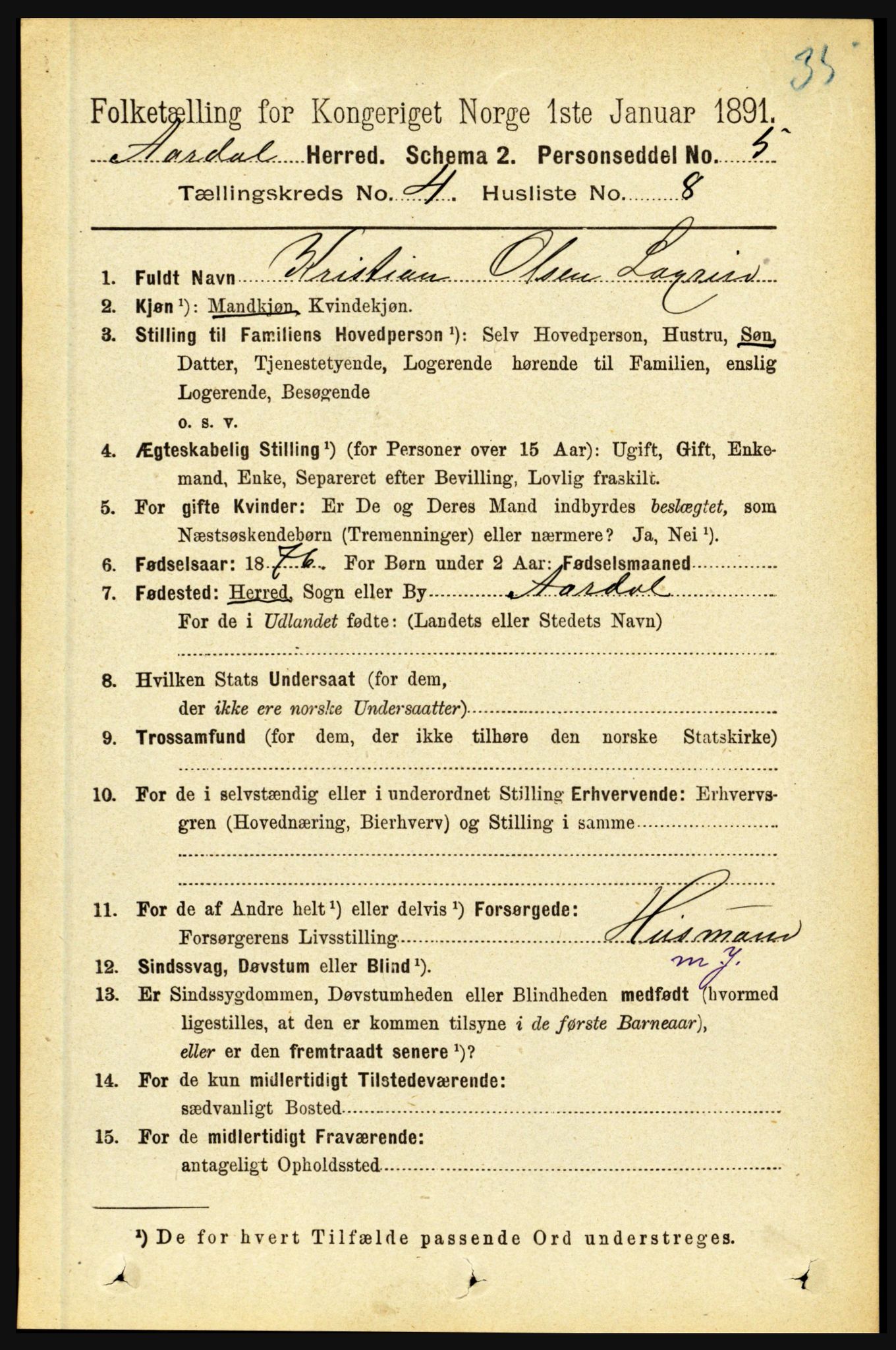 RA, 1891 census for 1424 Årdal, 1891, p. 686