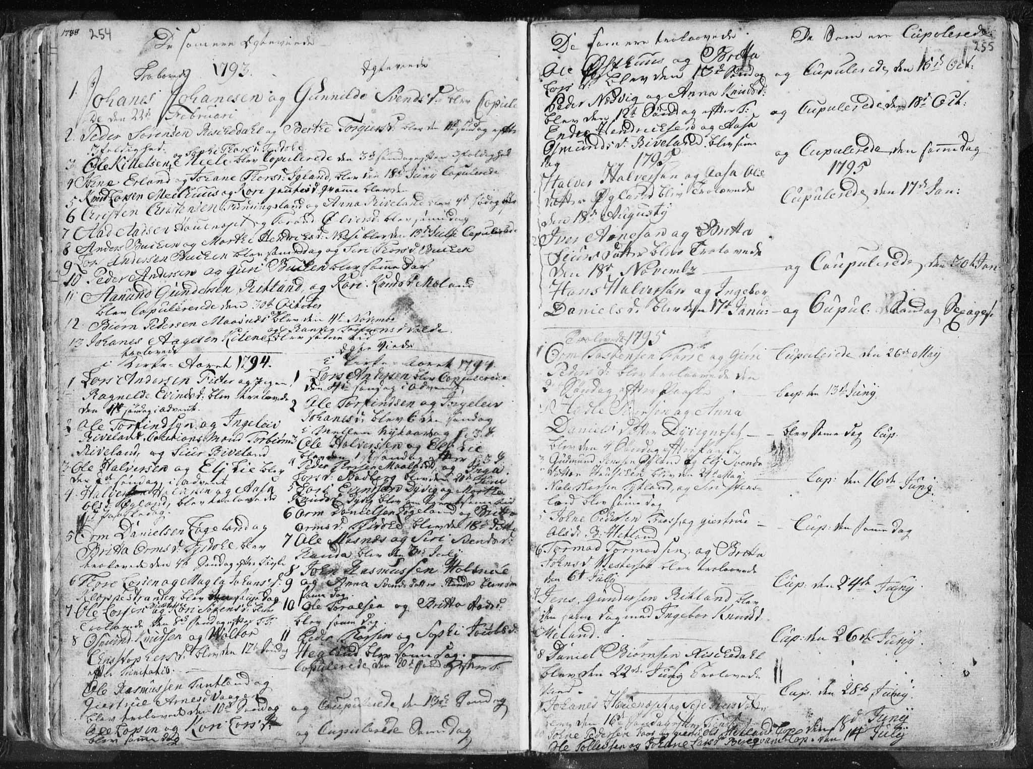 Hjelmeland sokneprestkontor, SAST/A-101843/01/IV/L0001: Parish register (official) no. A 1, 1760-1799, p. 254-255