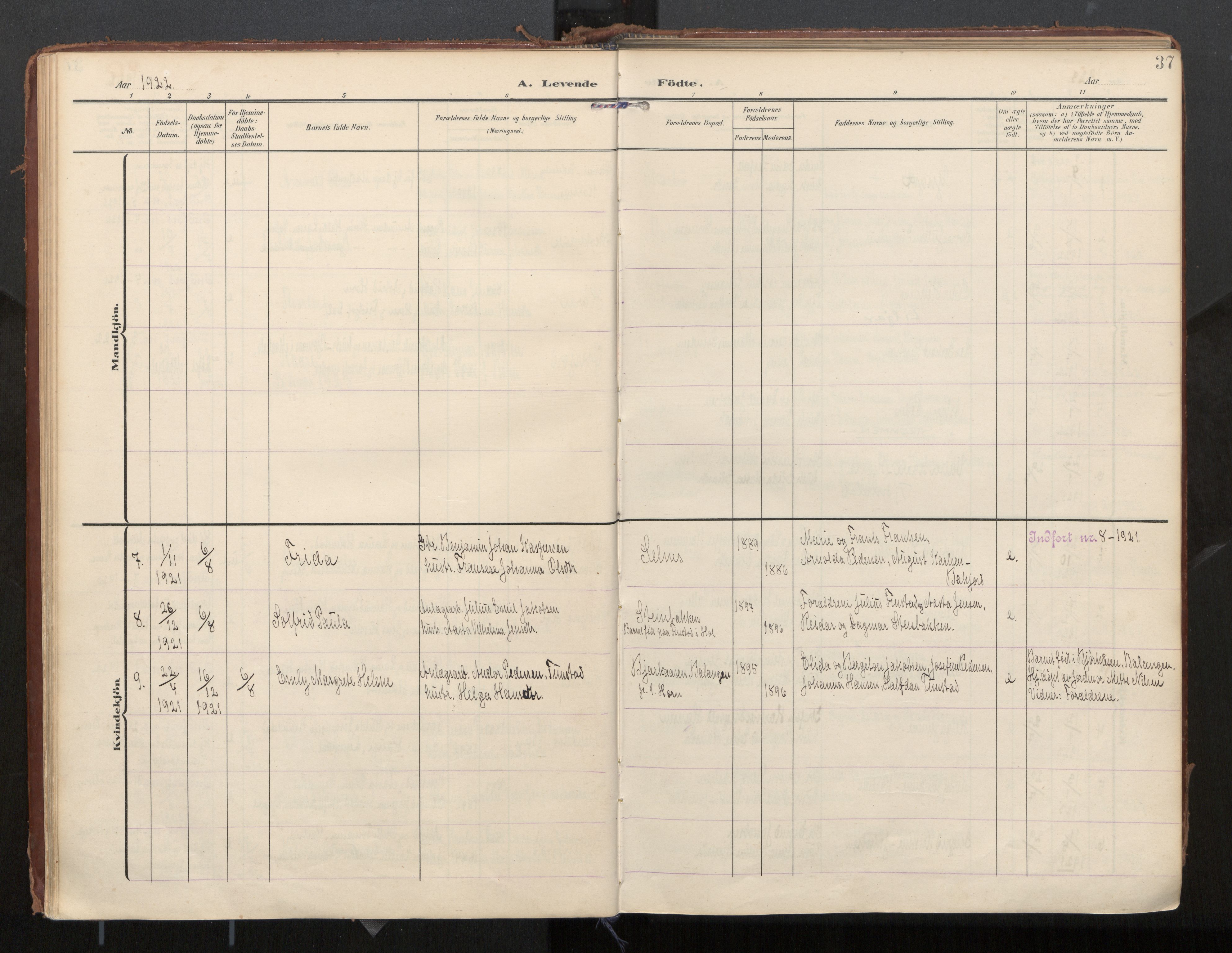 Ministerialprotokoller, klokkerbøker og fødselsregistre - Nordland, AV/SAT-A-1459/884/L1194: Parish register (official) no. 884A02, 1906-1937, p. 37