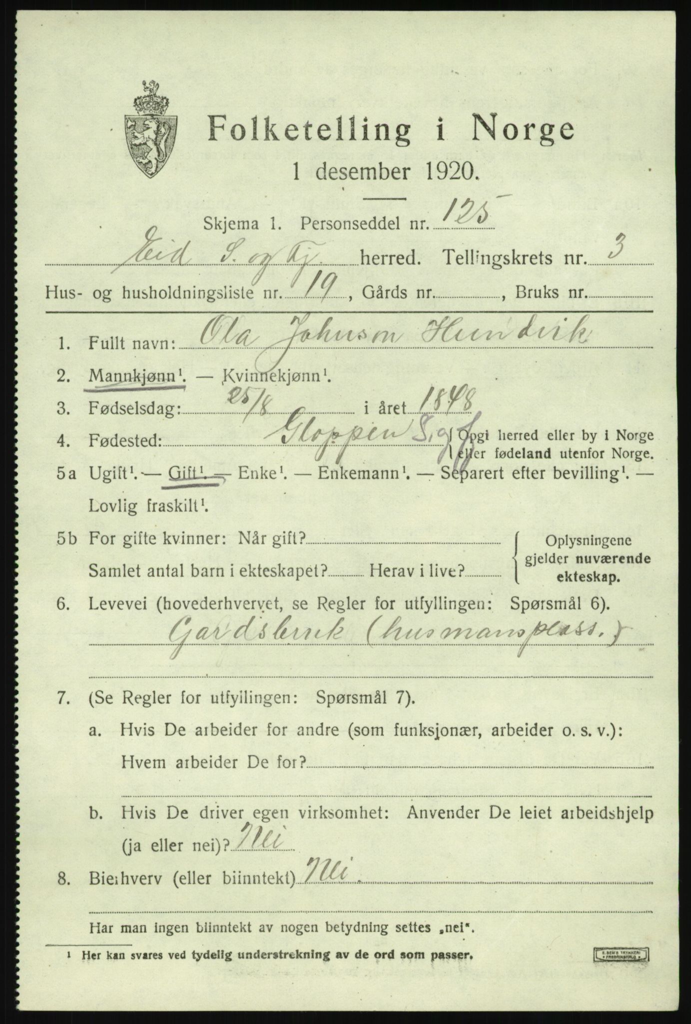 SAB, 1920 census for Eid, 1920, p. 2248