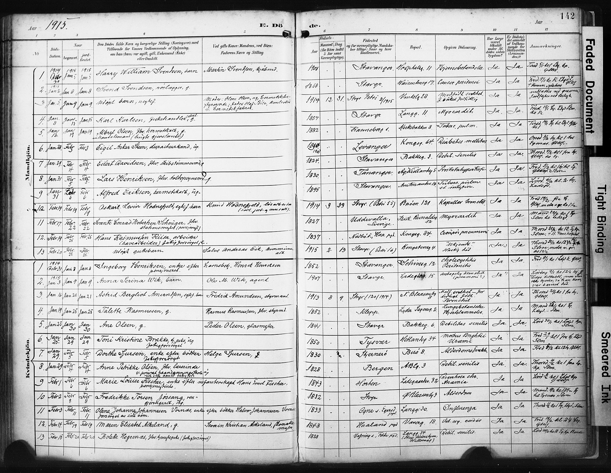 St. Petri sokneprestkontor, AV/SAST-A-101813/001/30/30BA/L0022: Parish register (official) no. A 22, 1895-1919, p. 142