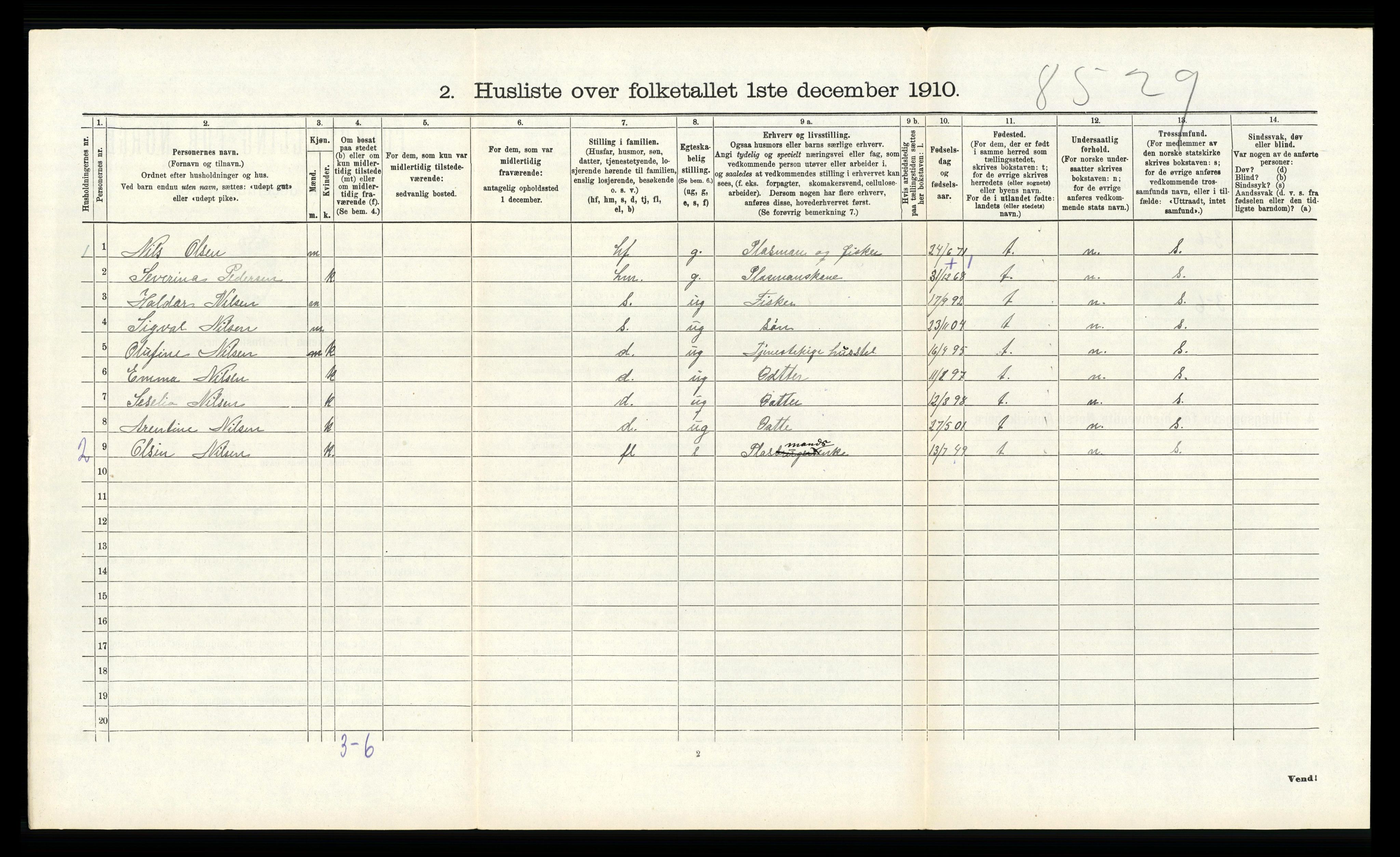 RA, 1910 census for Austrheim, 1910, p. 661