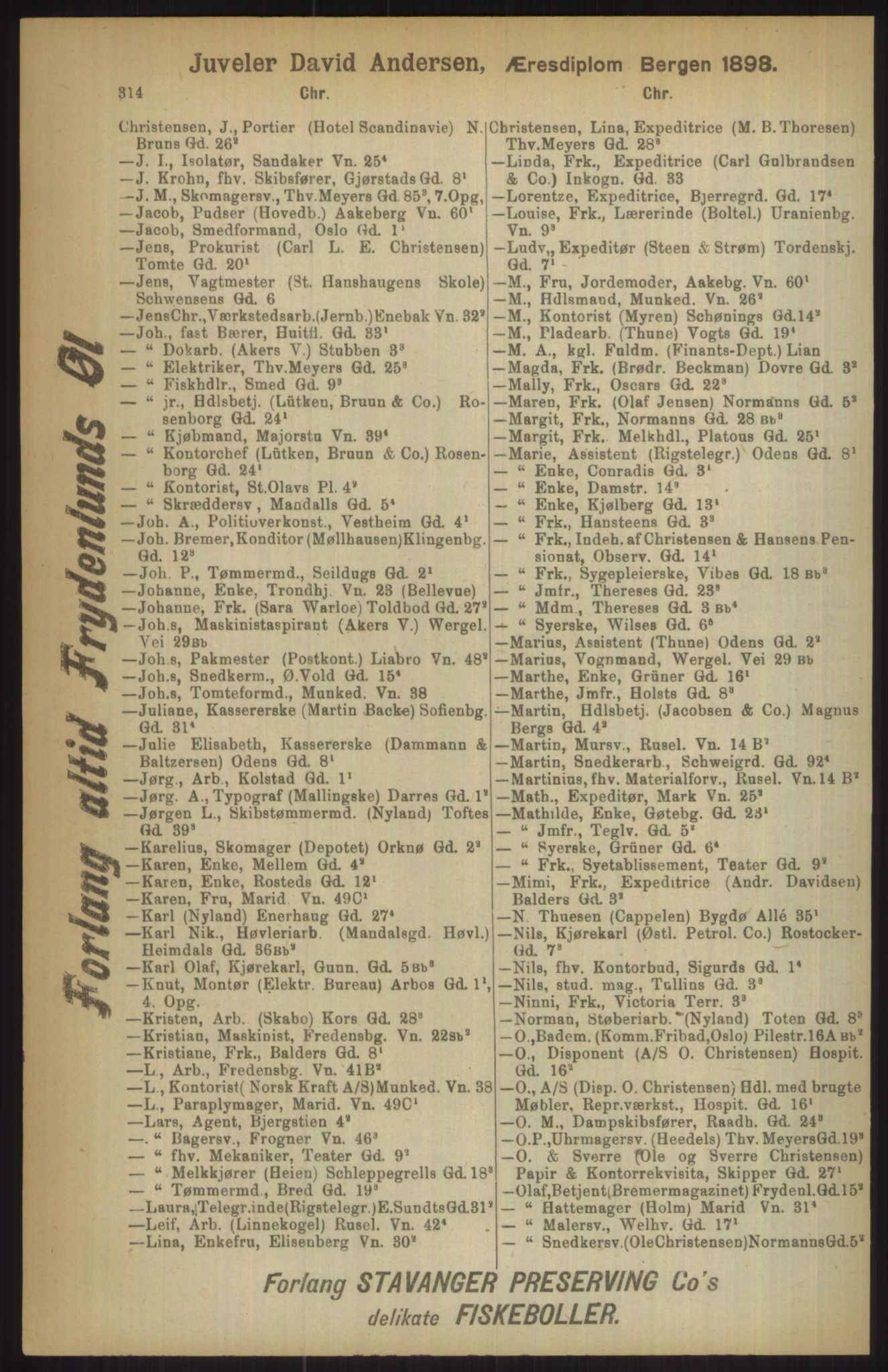 Kristiania/Oslo adressebok, PUBL/-, 1911, p. 314