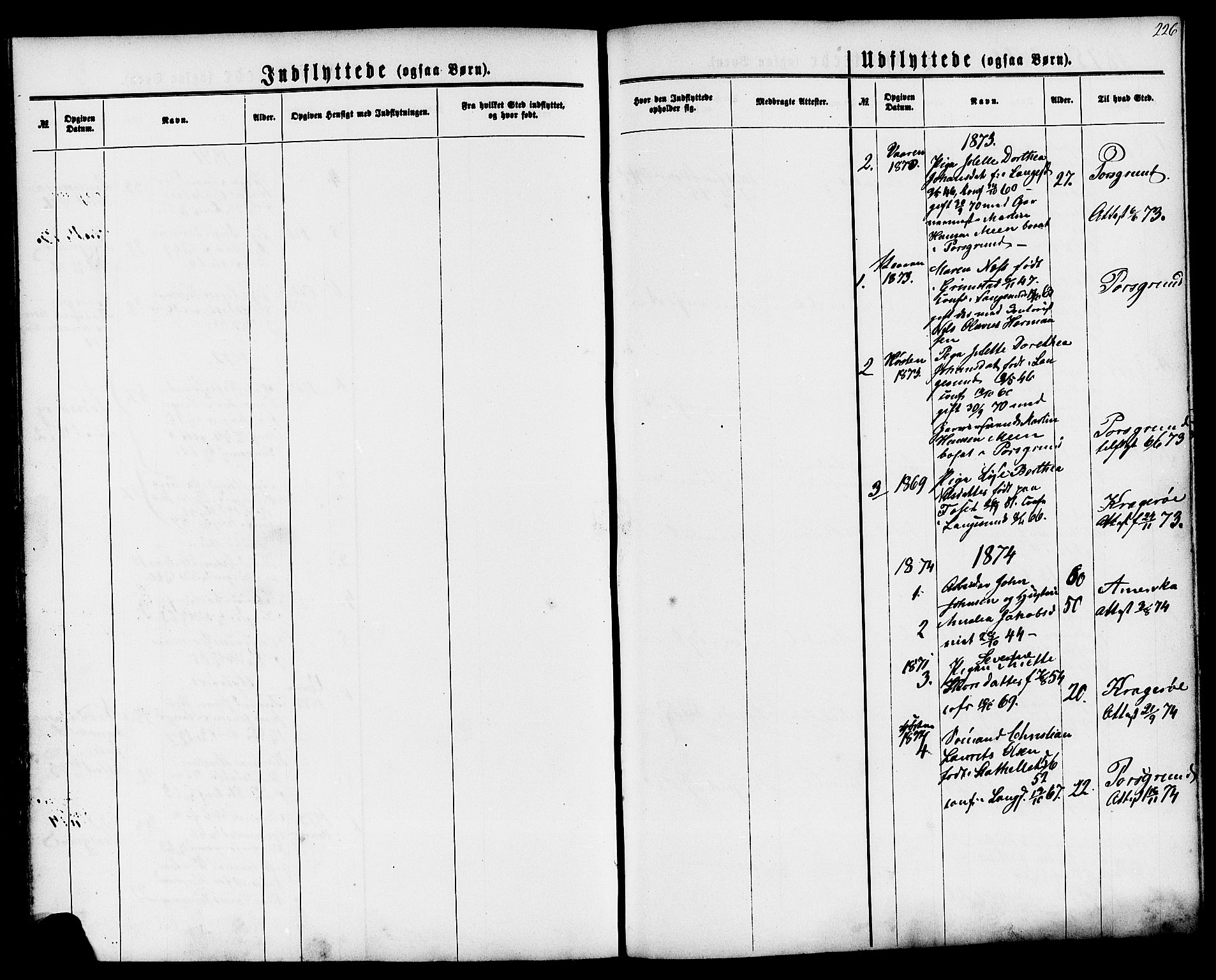 Langesund kirkebøker, SAKO/A-280/G/Ga/L0004: Parish register (copy) no. 4, 1859-1884, p. 226