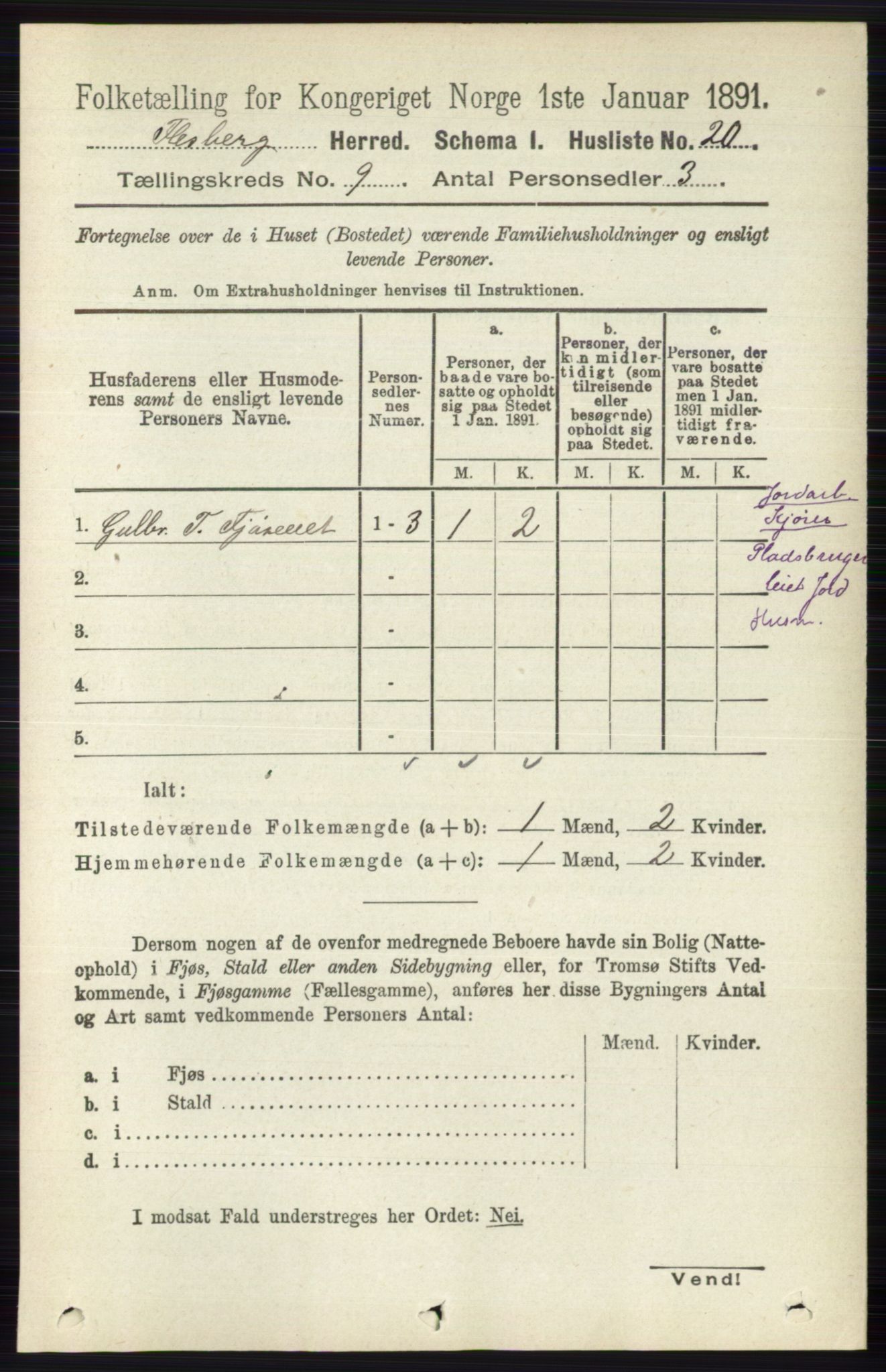 RA, 1891 census for 0631 Flesberg, 1891, p. 1520