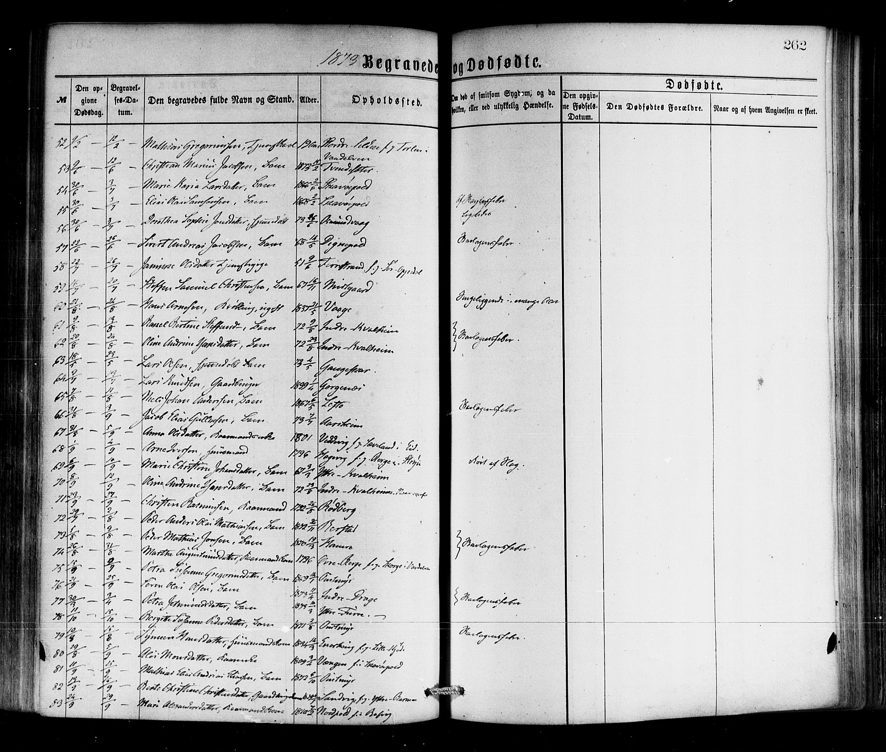 Selje sokneprestembete, SAB/A-99938/H/Ha/Haa/Haaa: Parish register (official) no. A 12, 1870-1880, p. 262