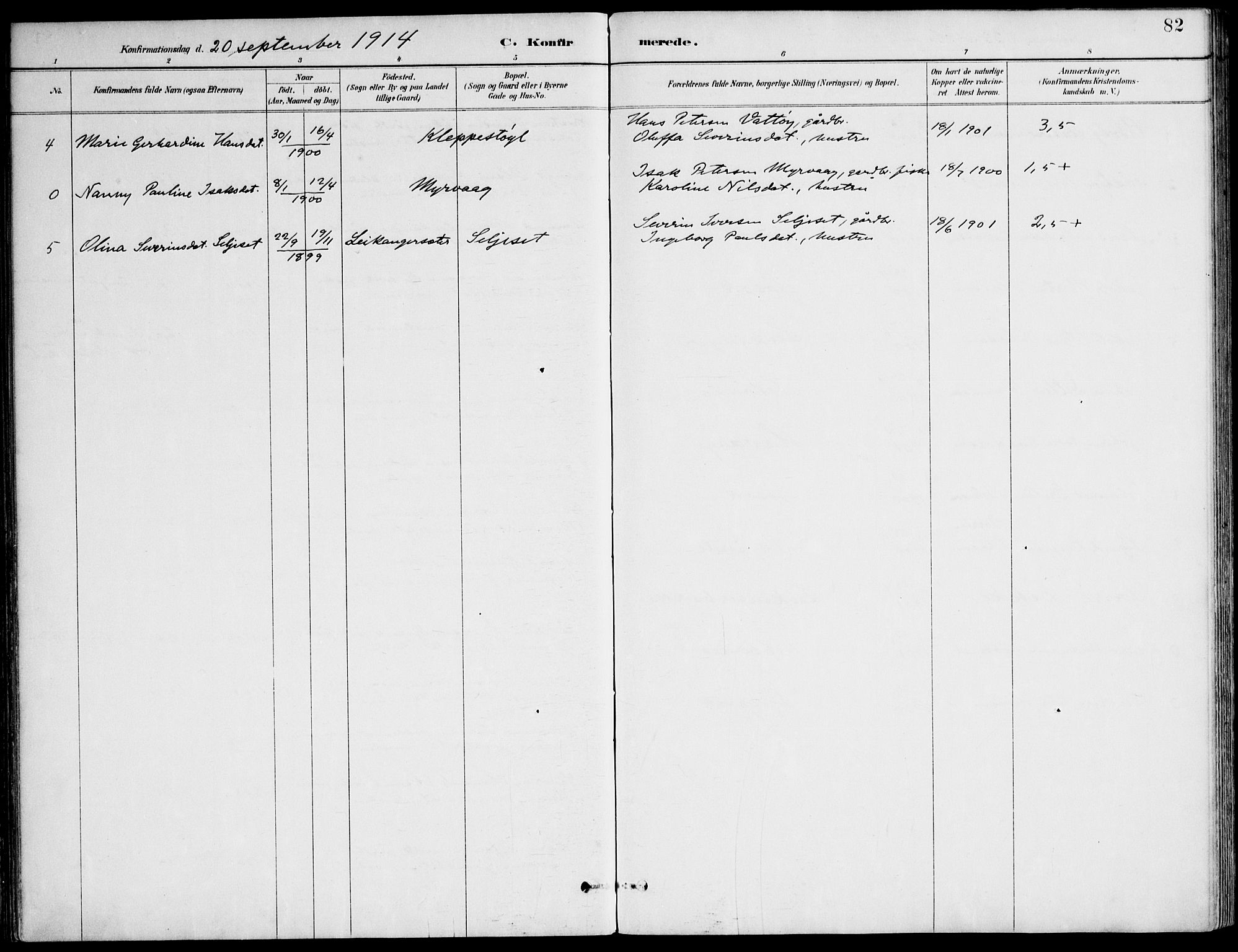 Ministerialprotokoller, klokkerbøker og fødselsregistre - Møre og Romsdal, SAT/A-1454/508/L0095: Parish register (official) no. 508A02, 1887-1920, p. 82