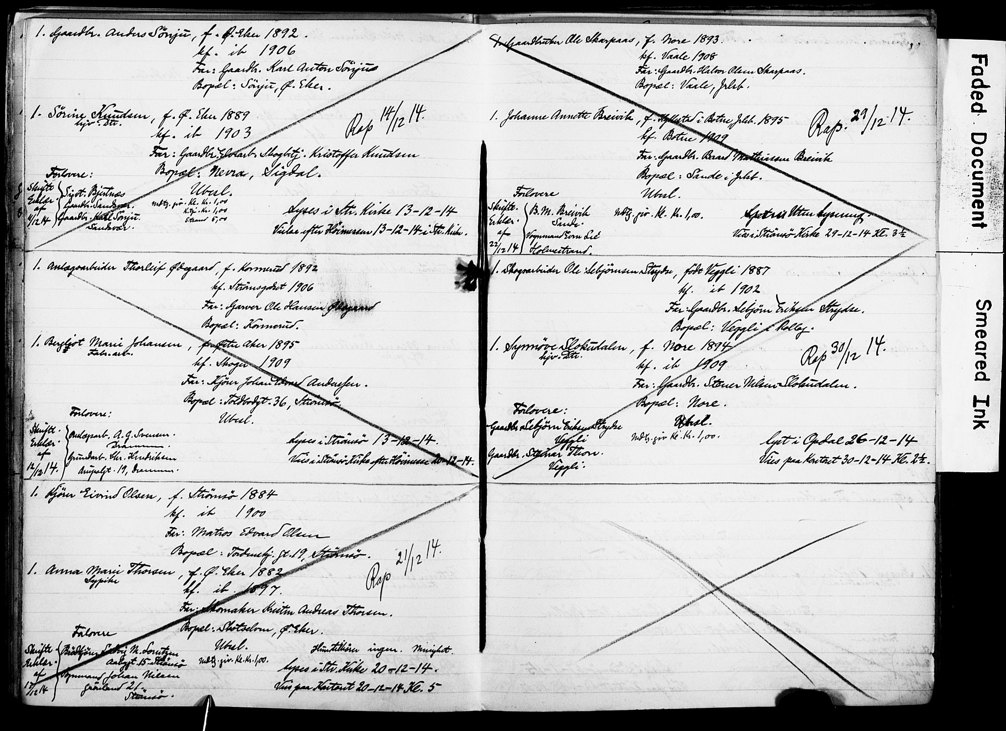 Strømsø kirkebøker, AV/SAKO-A-246/H/Ha/L0014: Banns register no. 14, 1911-1920