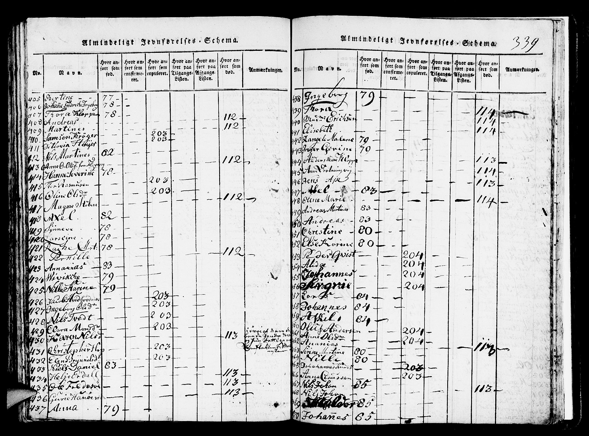 Askøy Sokneprestembete, AV/SAB-A-74101/H/Ha/Hab/Haba/L0002: Parish register (copy) no. A 2, 1815-1846, p. 339