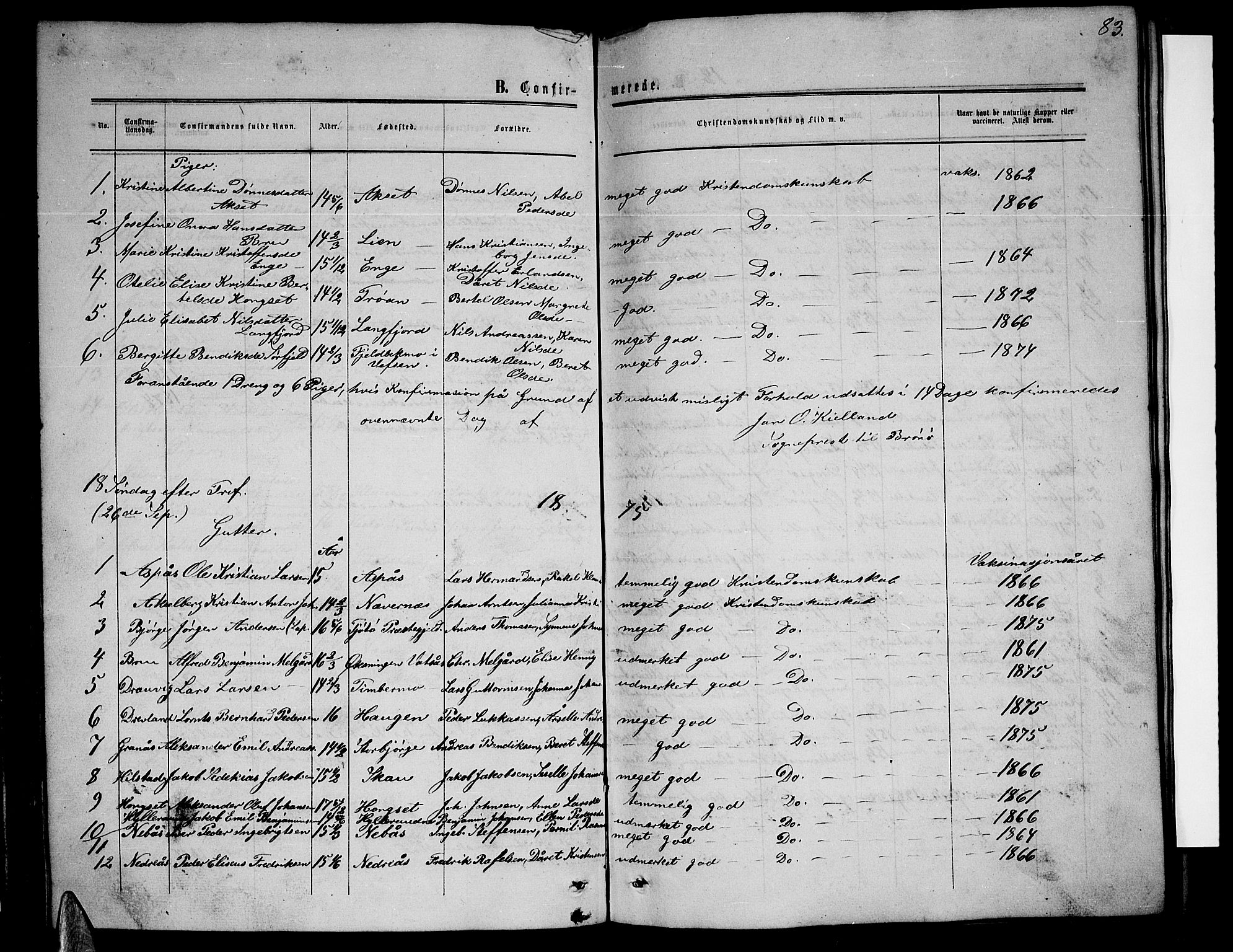 Ministerialprotokoller, klokkerbøker og fødselsregistre - Nordland, SAT/A-1459/814/L0229: Parish register (copy) no. 814C02, 1859-1883, p. 83