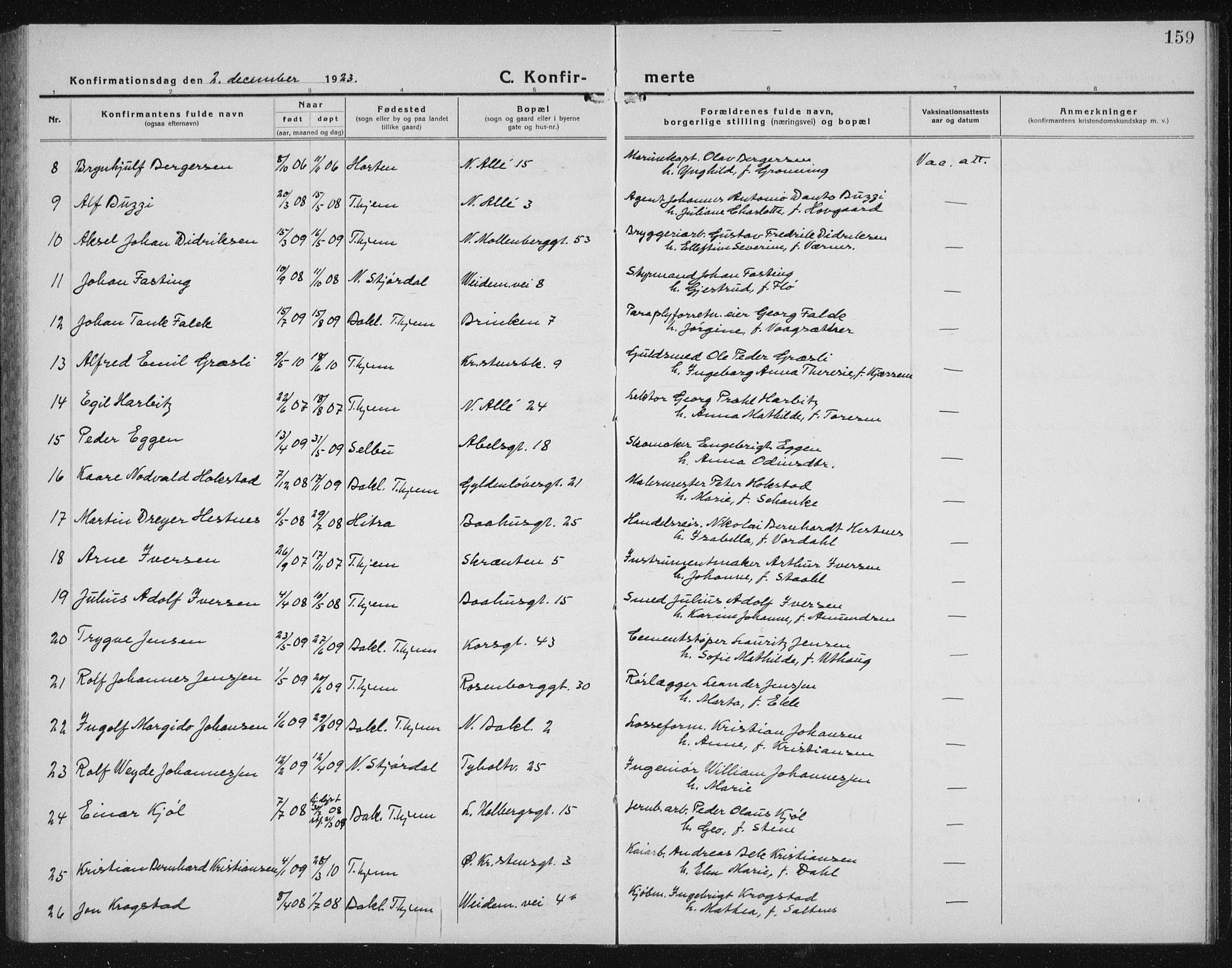 Ministerialprotokoller, klokkerbøker og fødselsregistre - Sør-Trøndelag, AV/SAT-A-1456/604/L0227: Parish register (copy) no. 604C10, 1923-1942, p. 159